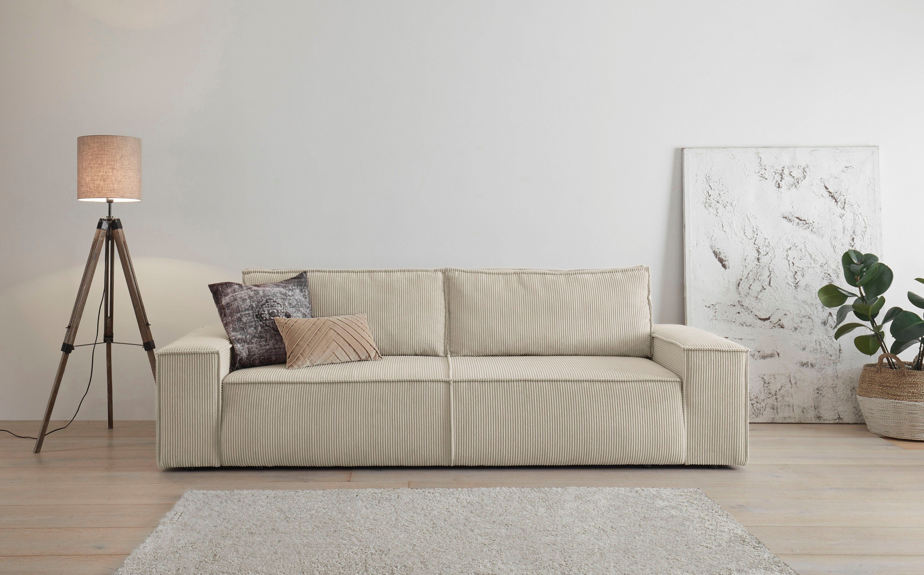 Home affaire 3-Sitzer SHERWOOD Schlafsofa (257cm) Cord, Samtvelours, Vintag günstig online kaufen