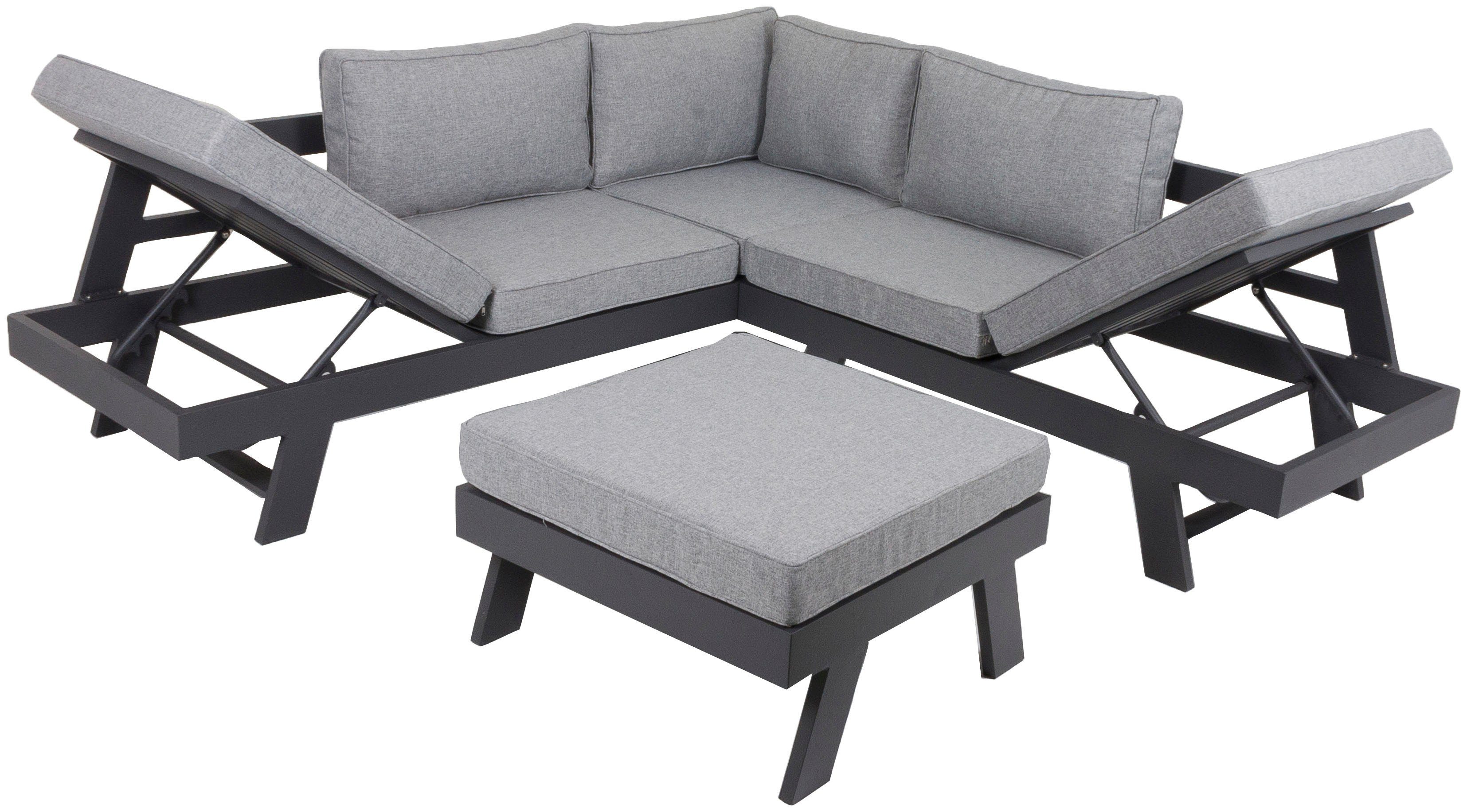 Garden Pleasure Gartenlounge-Set DONNA, (1x Eckbank, 1 Tisch/Hocker), inkl. Auflagen