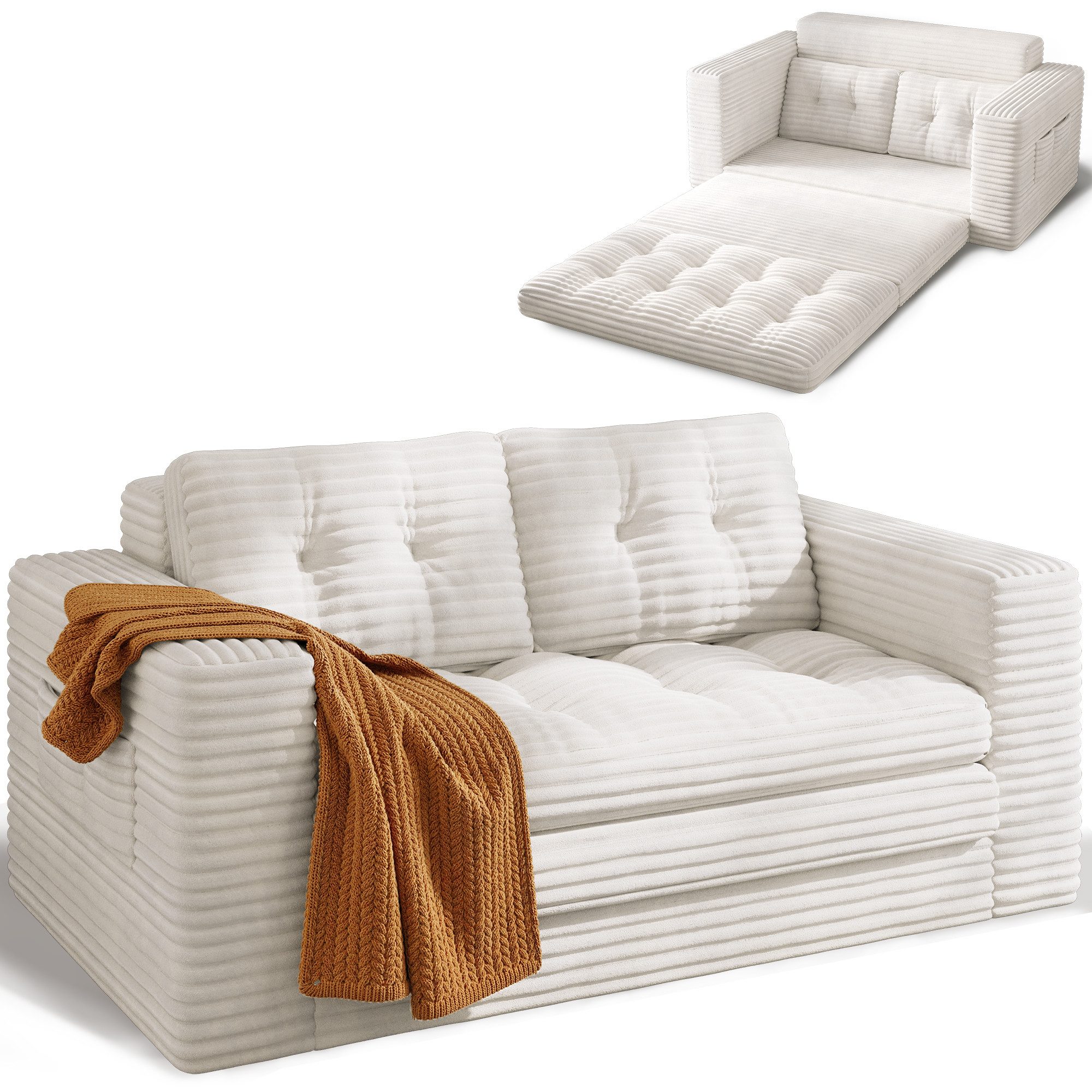 Bealife Schlafsofa 2-Sitzer Schlafsofa klappbar,  mit Gästebettfunktion, kein Aufbau, sofort nutzbar
