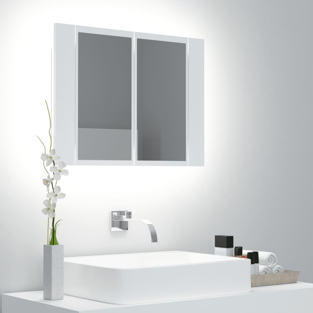 (1-St) LED-Bad-Spiegelschrank Acryl Badezimmerspiegelschrank Weiß 60x12x45 cm vidaXL