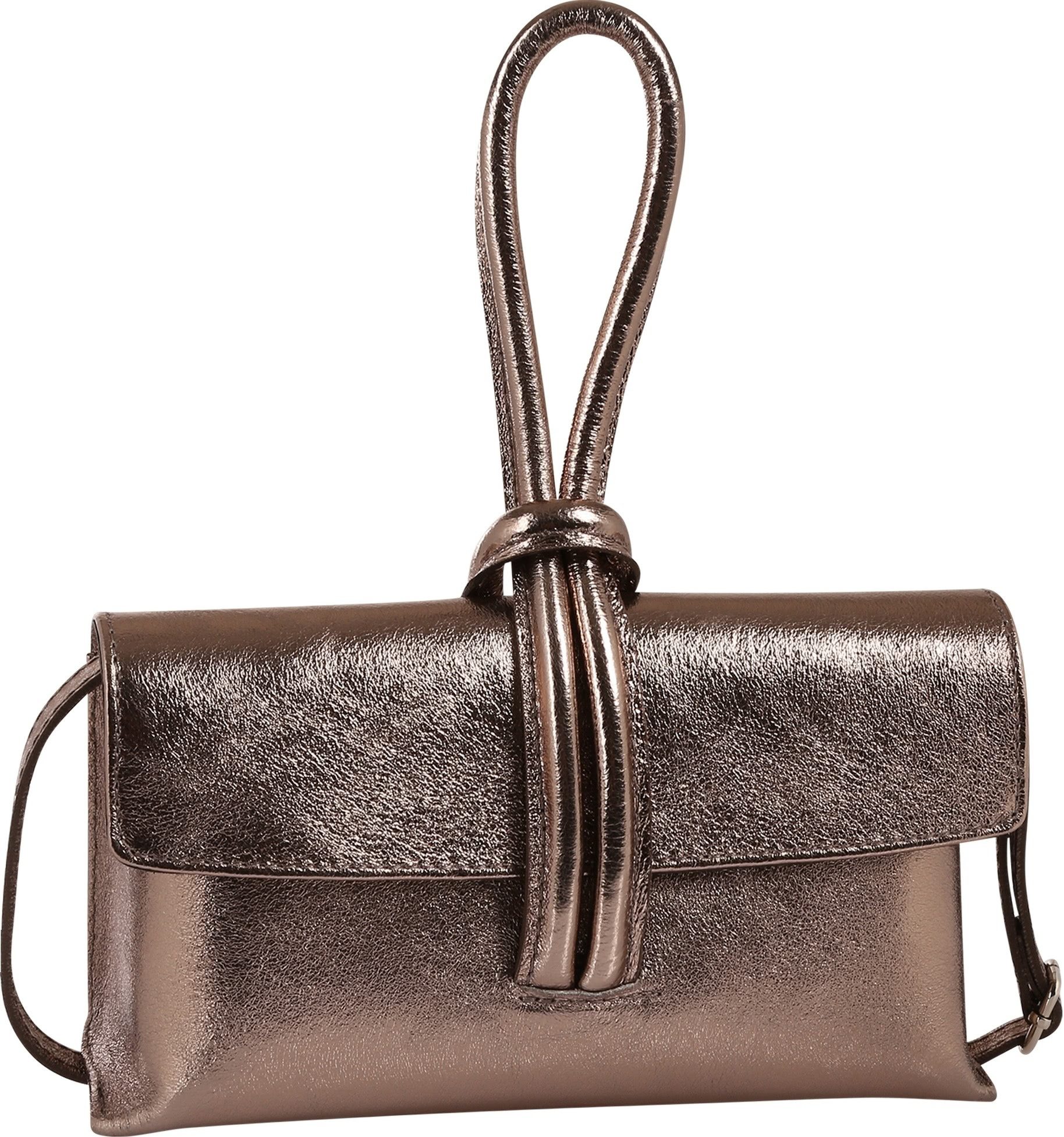 Toscanto Umhängetasche Toscanto Damen Abendtasche Umhängetasche (Abendtasche), Damen Leder Abendtasche, Umhängetasche, bronze, braun ca. 23cm