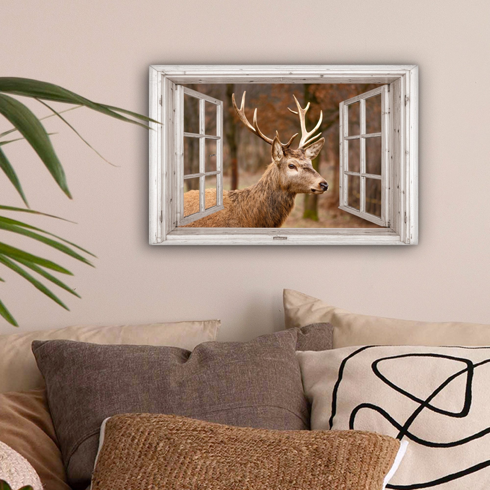 OneMillionCanvasses® Leinwandbild Hirsch - Tier - Wald - Herbst - Hirschkop günstig online kaufen