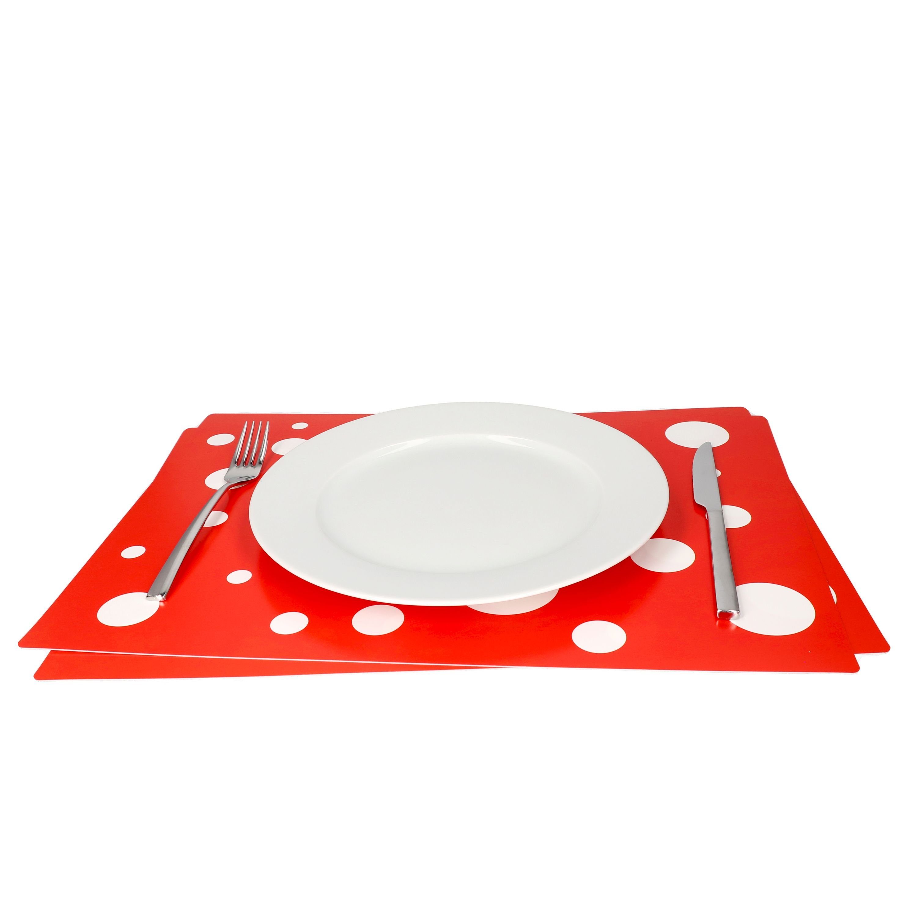 MamboCat Platzset 2er Set Tischset rot mit weißen Punkten 45 x 32 cm günstig online kaufen