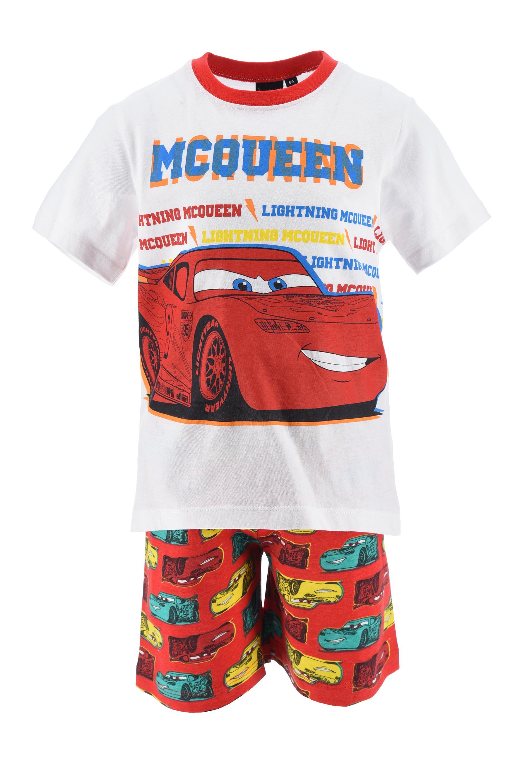 Disney Cars Shorty Lightning McQueen Kinder Jungen Pyjama Schlaf-Set (2 tlg) Rot