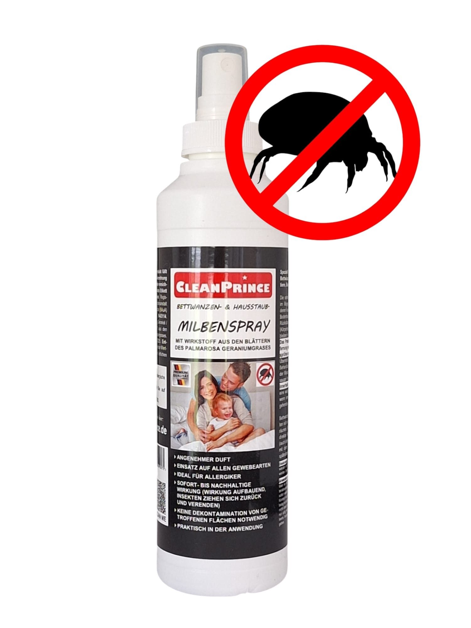 CleanPrince Anti-Milben-Spray Bett- & Hausstaubmilben Reinigungsspray (Bettwanzen Bettmilben)