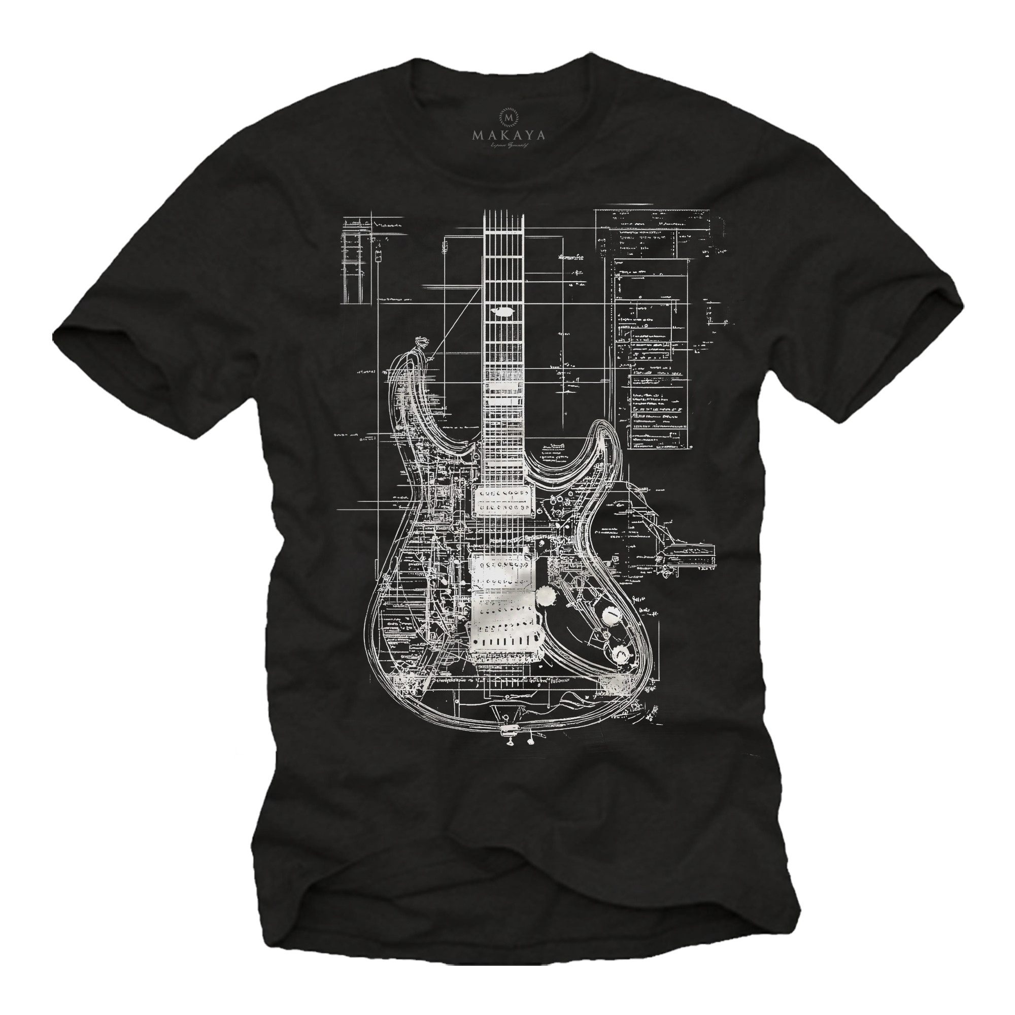 MAKAYA Print-Shirt mit Gitarrenmotiv Herren Musik günstig online kaufen