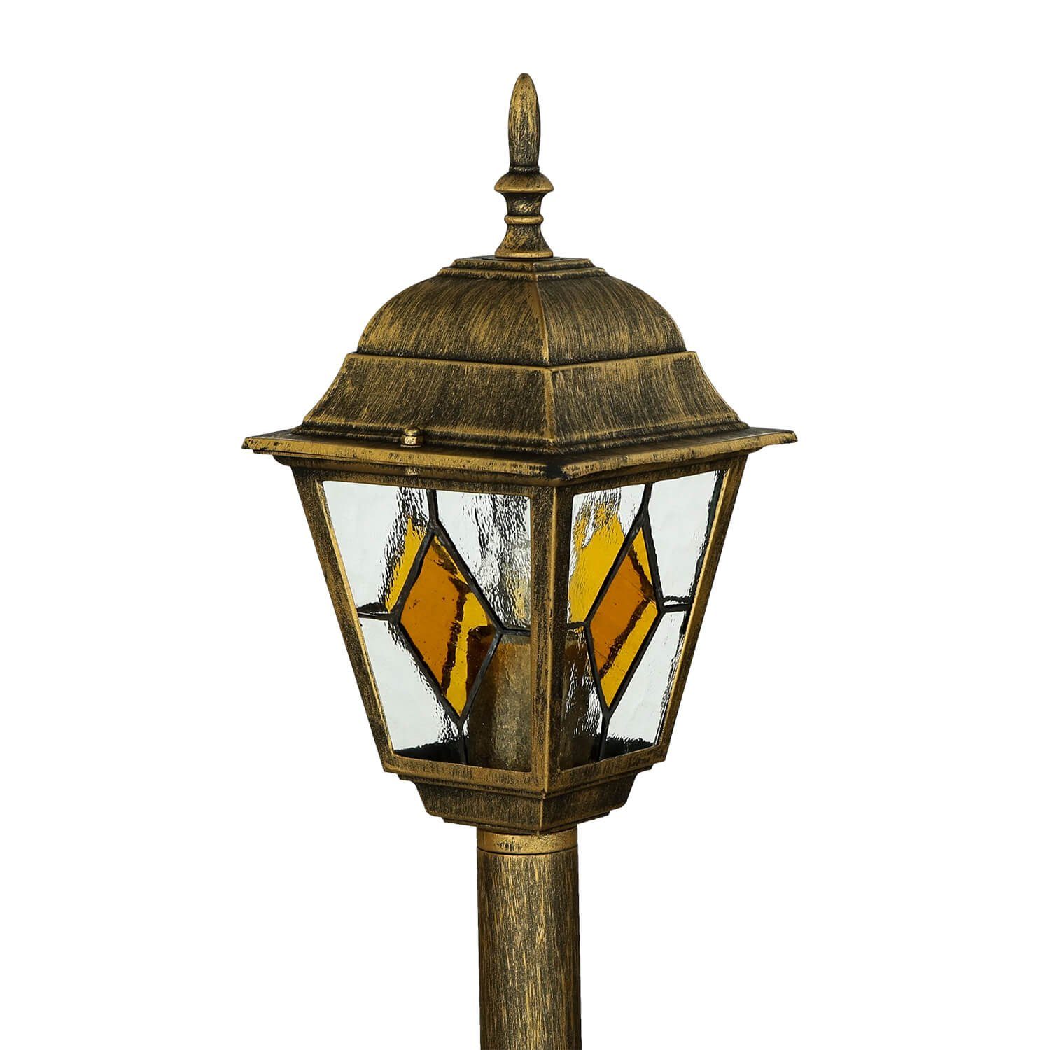 Licht-Erlebnisse Außen-Stehlampe MONACO, Glas Standleuchte Lampe Leuchtmittel, Garten Antike Gold Tiffany Antik außen ohne