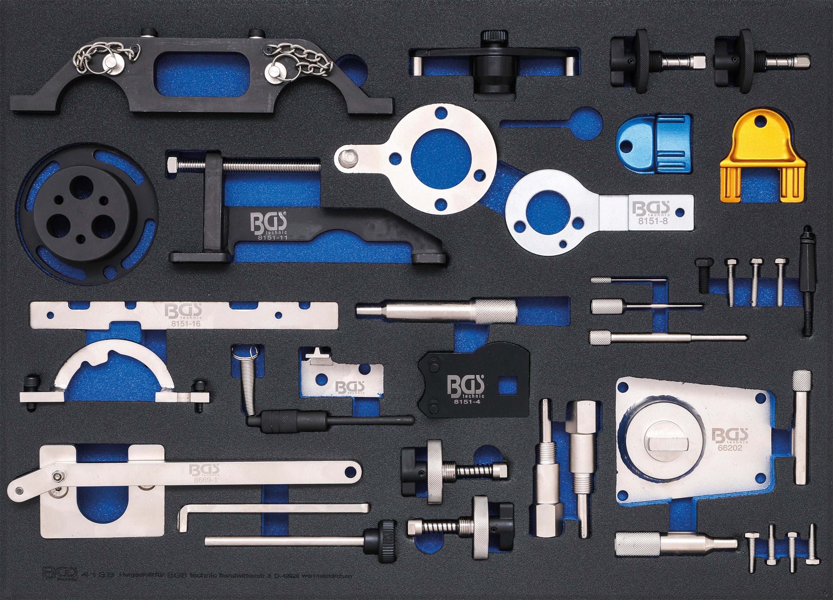 BGS Werkzeugset Werkstattwageneinlage 3/3 Motor-Einstellwerkzeug, Opel, Chevrolet, Saab, Fiat, Lancia, Suzuki, Ford | Werkzeug-Sets