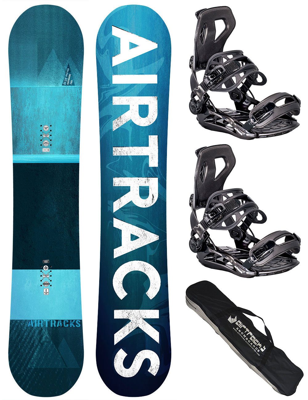 Airtracks Snowboard Snowboard Set Blue Drifter »Mod. 25/26 (Wide Snowboard Blue Drifter Rocker + Bindung Master + Sb Bag, 3 St., 3er Pack), / 150 155 160 164 cm