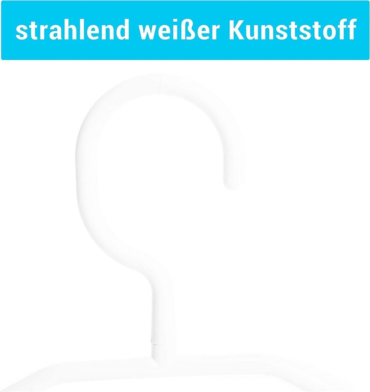 Kleiderbügel 41cm, Antirutschrillen Haken, drehbaren mit weiß, Kunststoff, mit Bügel Plastik Kleiderbügel weiß Centi Kleiderbügel 20