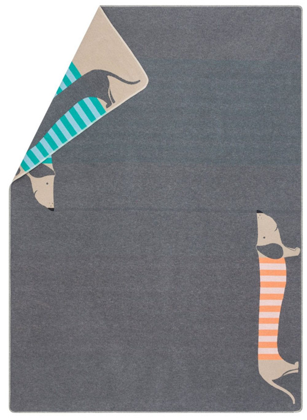 Kinderdecke Juwel 'Dackel' 140 x 200 cm Grau, DAVID FUSSENEGGER