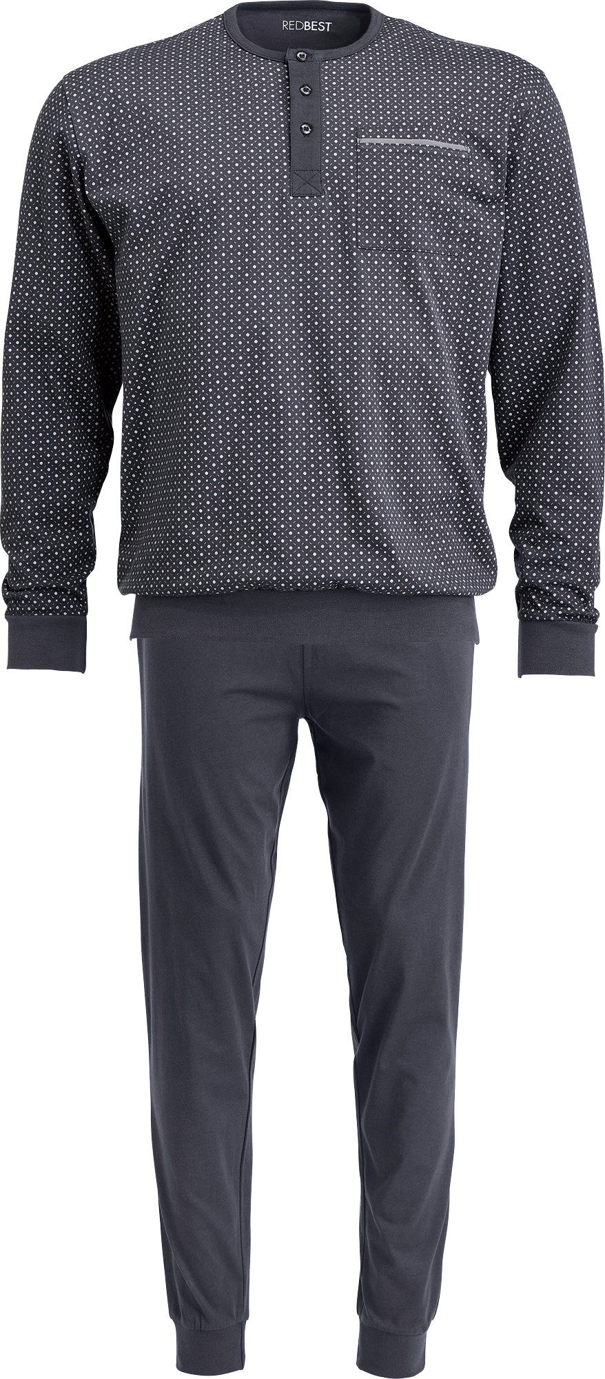 REDBEST Pyjama Herren-Schlafanzug Single-Jersey Punkte günstig online kaufen