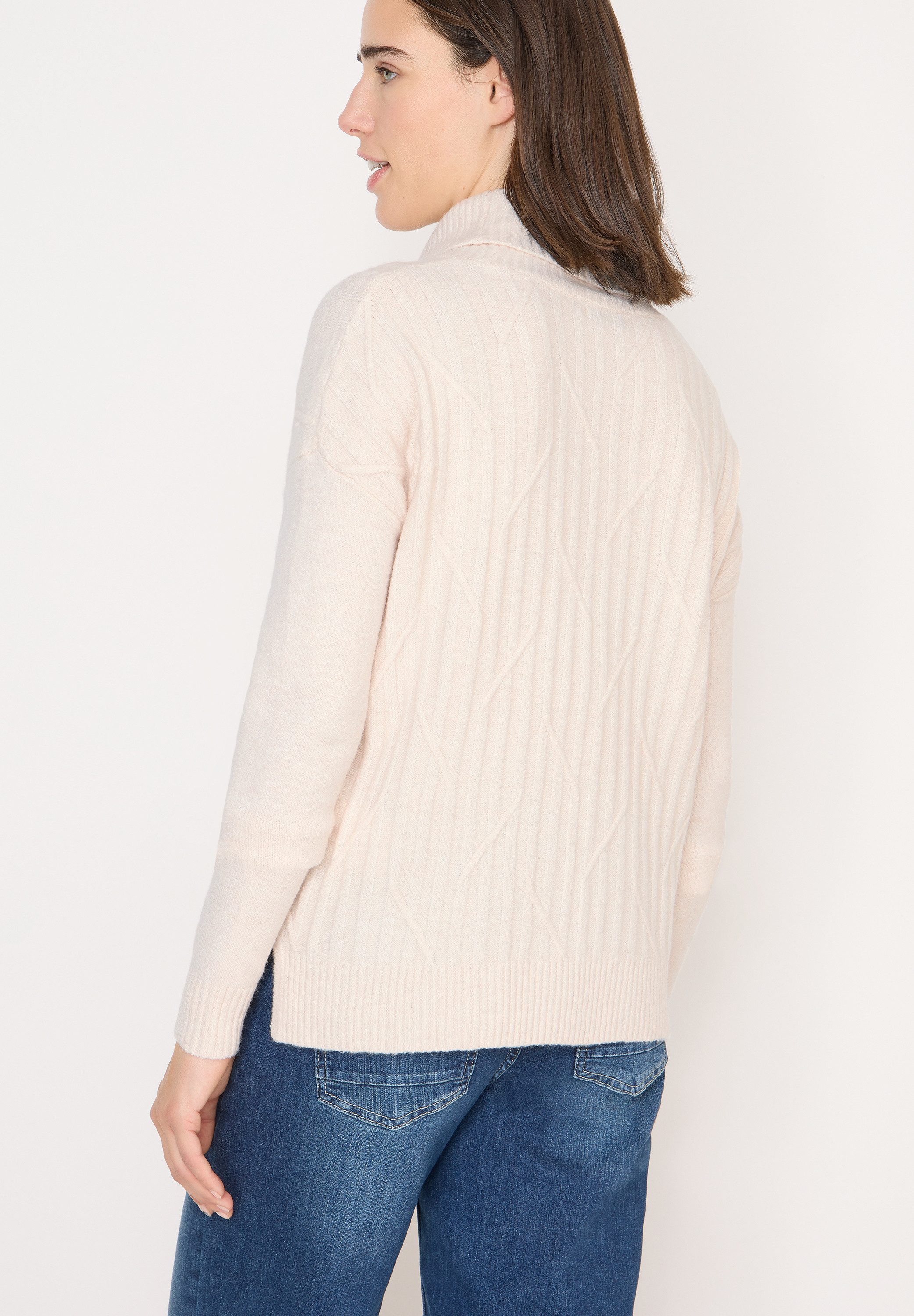CECIL Rollkragenpullover mit Strick-Muster und Umlegekragen