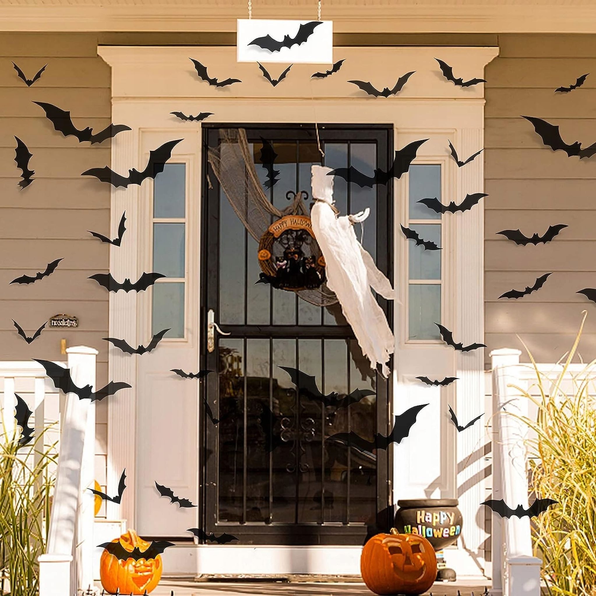 Festivalartikel Girlande Halloween Girlande mit 15 Fledermäusen, reflektierende Aufkleber