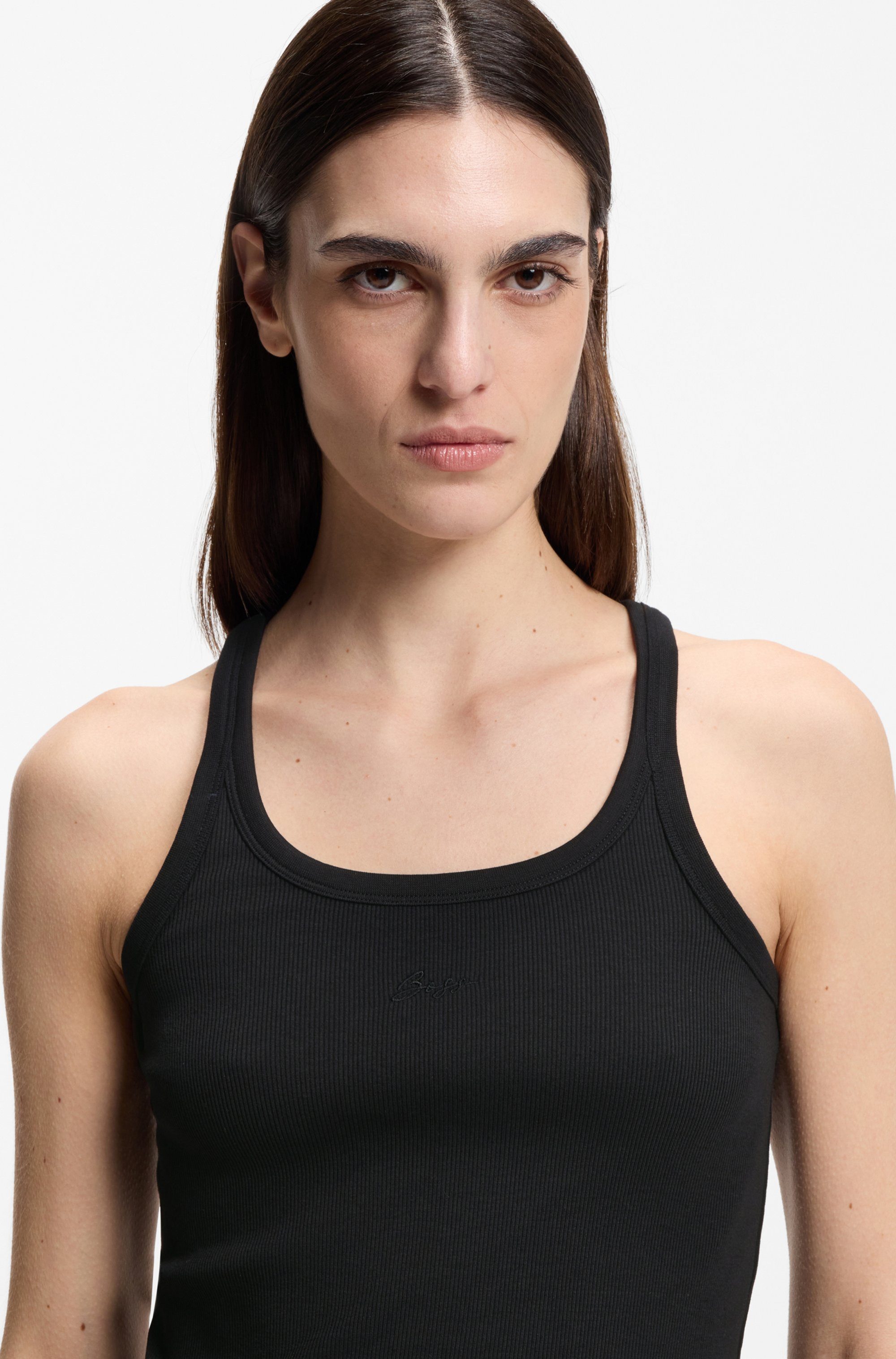 BOSS ORANGE Ripptanktop Epetite Premium Damenmode Slim Fit mit Logostickerei