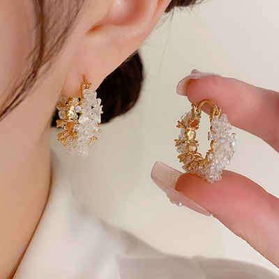 LAKKEC Paar Ohrhänger Mode Metall Kristall Kreis Ohrringe Damenschmuck Braut-Ohrringe, Geeignet für Hochzeiten, Partys