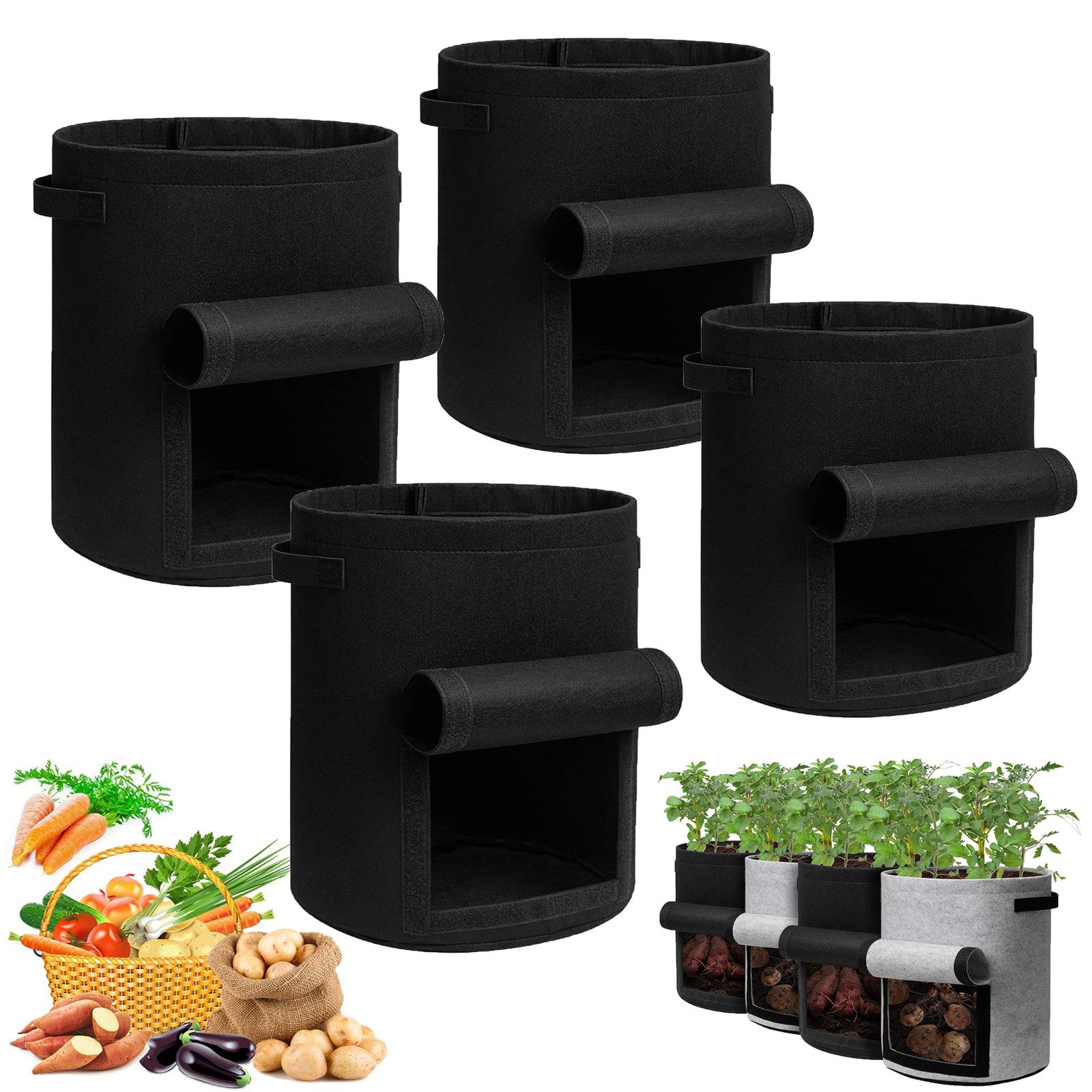 Jibenhome Blumentopf Kartoffel-Pflanzsack, Pflanzbeutel mit Klappe, günstig online kaufen