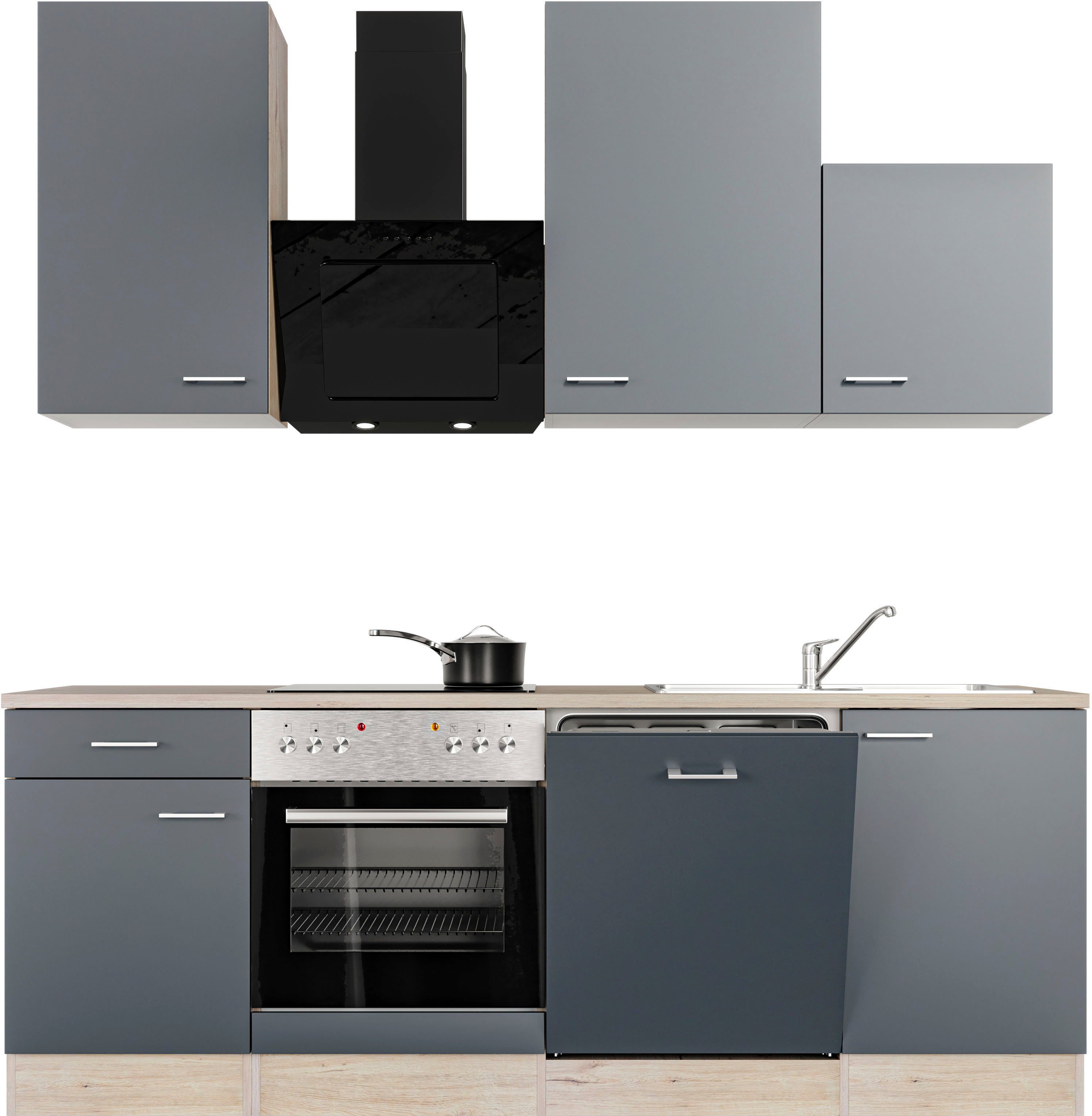 Flex-Well Küchenzeile Morena, mit E-Geräten, Breite 220 cm, in vielen Farbvarianten erhältlich
