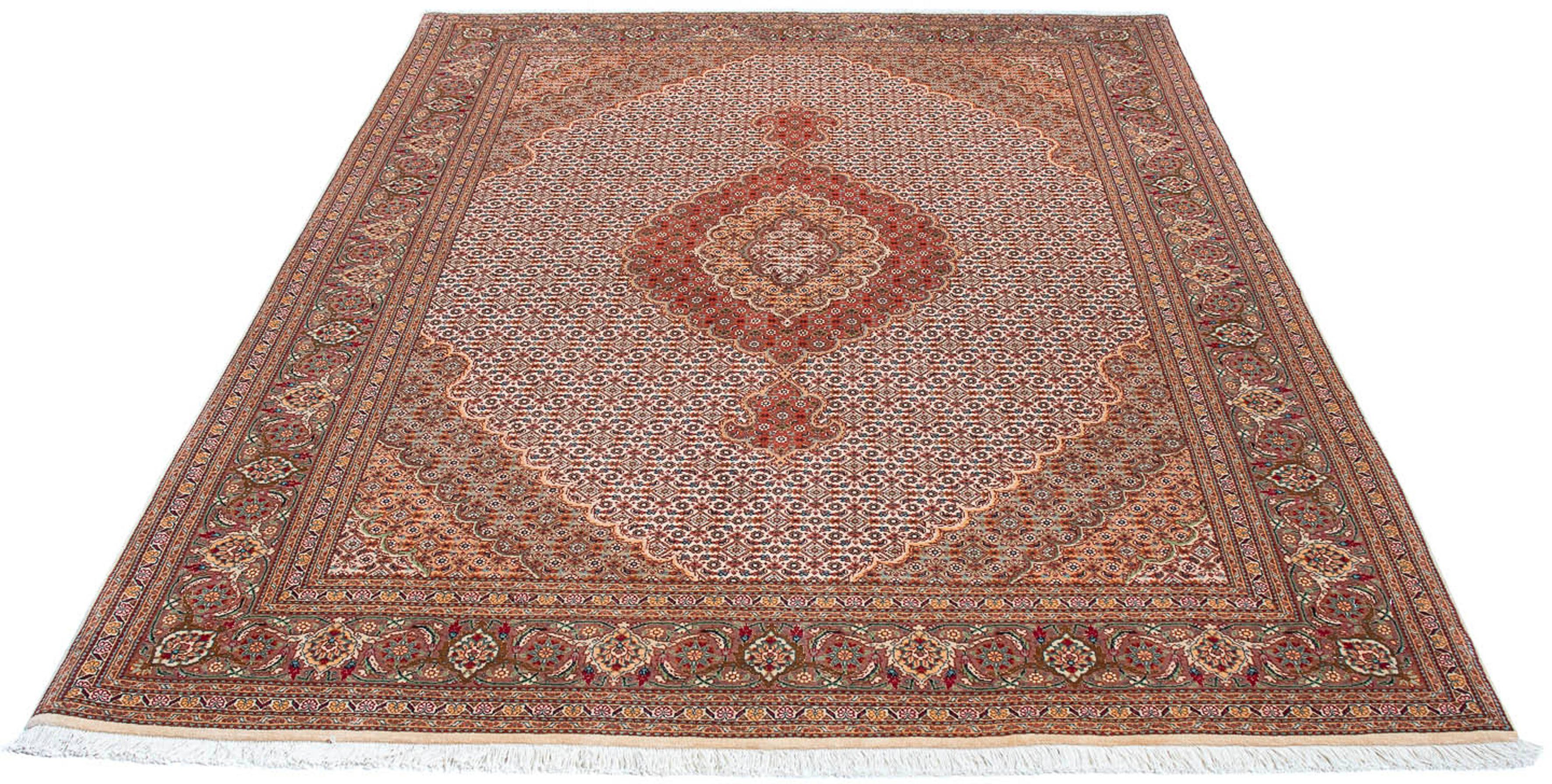 Orientteppich Perser - Täbriz - 198 x 149 cm - hellbraun, morgenland, rechteckig, Höhe: 10 mm, Wohnzimmer, Handgeknüpft, Einzelstück mit Zertifikat