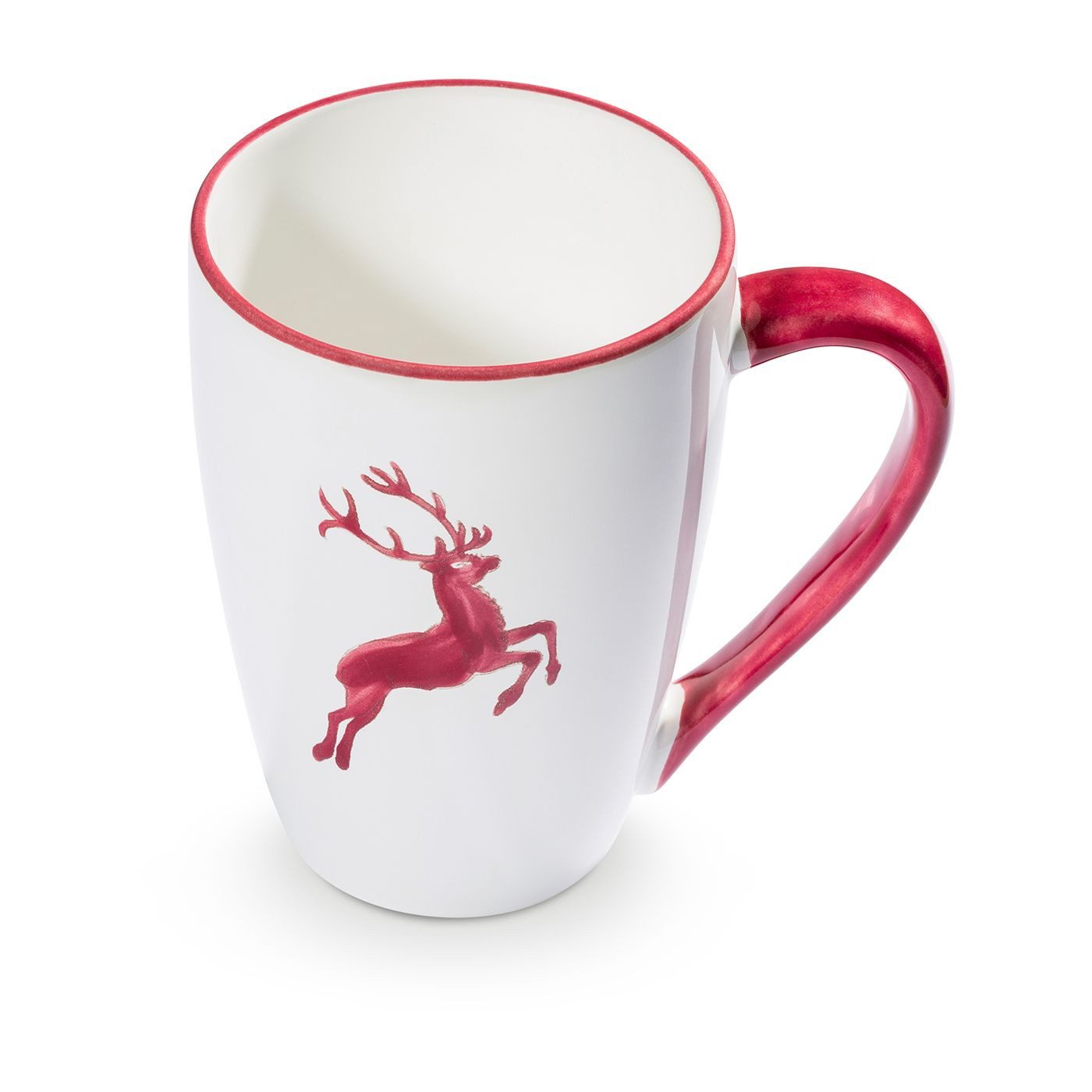 Becher Gmundner Keramik Bordeauxr. Hirsch, Frühstücksbecher Supermax 0,5Liter