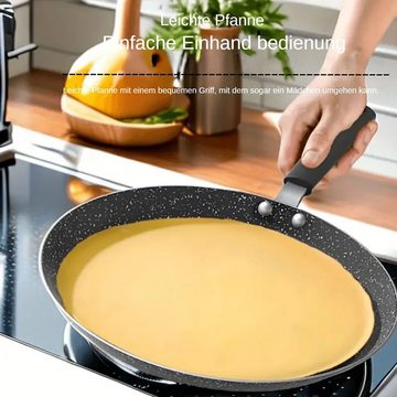 yozhiqu Crêpepfanne Aluminium-Tortillapfanne, Mehrzweckpfanne für Pfannkuchen und Omelette, (1-tlg), Antihaftbeschichtung mit Holzgriff zum leichten Anbraten von Steaks