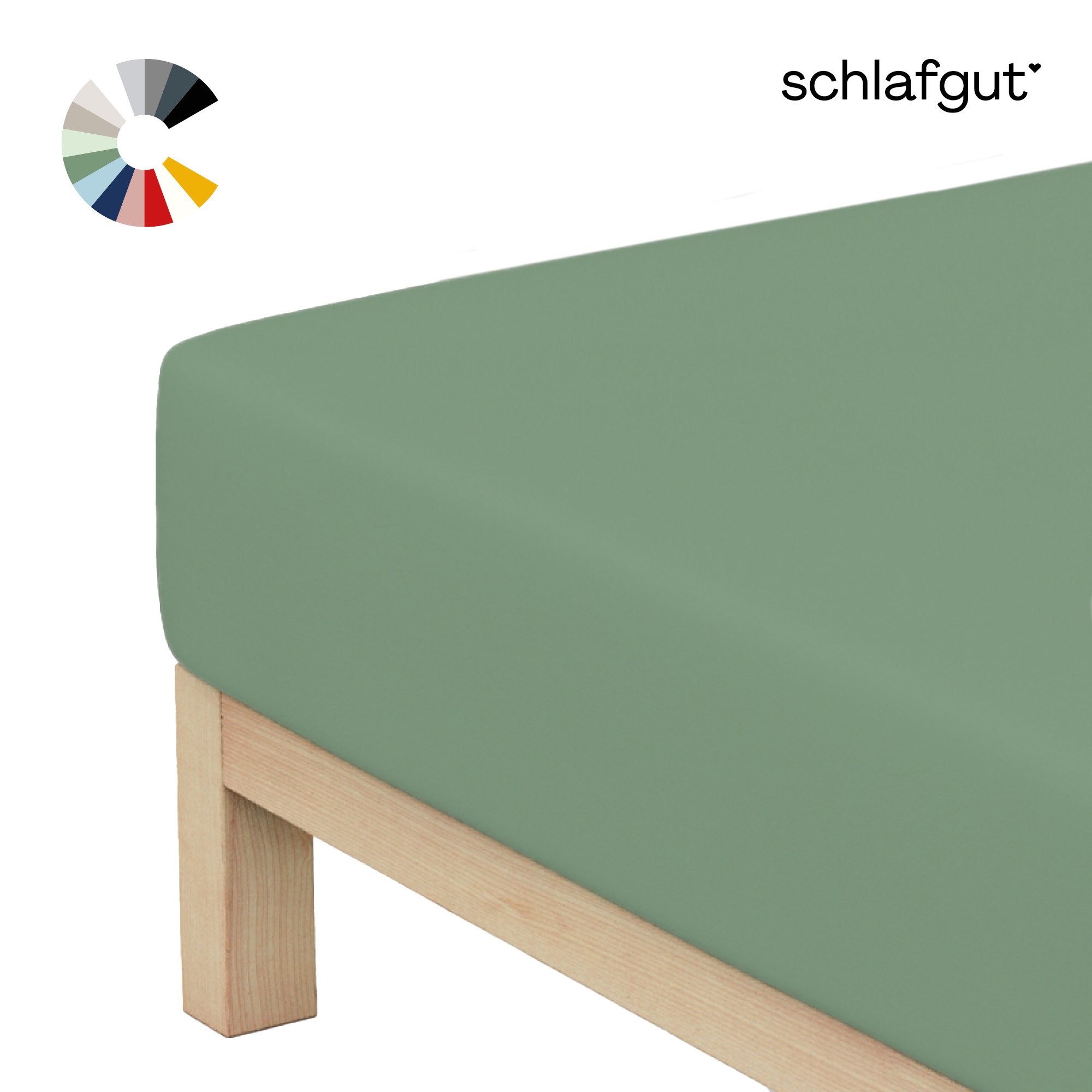 Schlafgut Spannbettlaken Basic Cotton Bettlaken, 160 g/m², 100% Baumwolle, Spannbetttuch, Jersey, Gummizug: rundum, (1 Stück), Spannbettlaken bis 20 cm Matratzenhöhe, bügelfrei und pflegeleicht