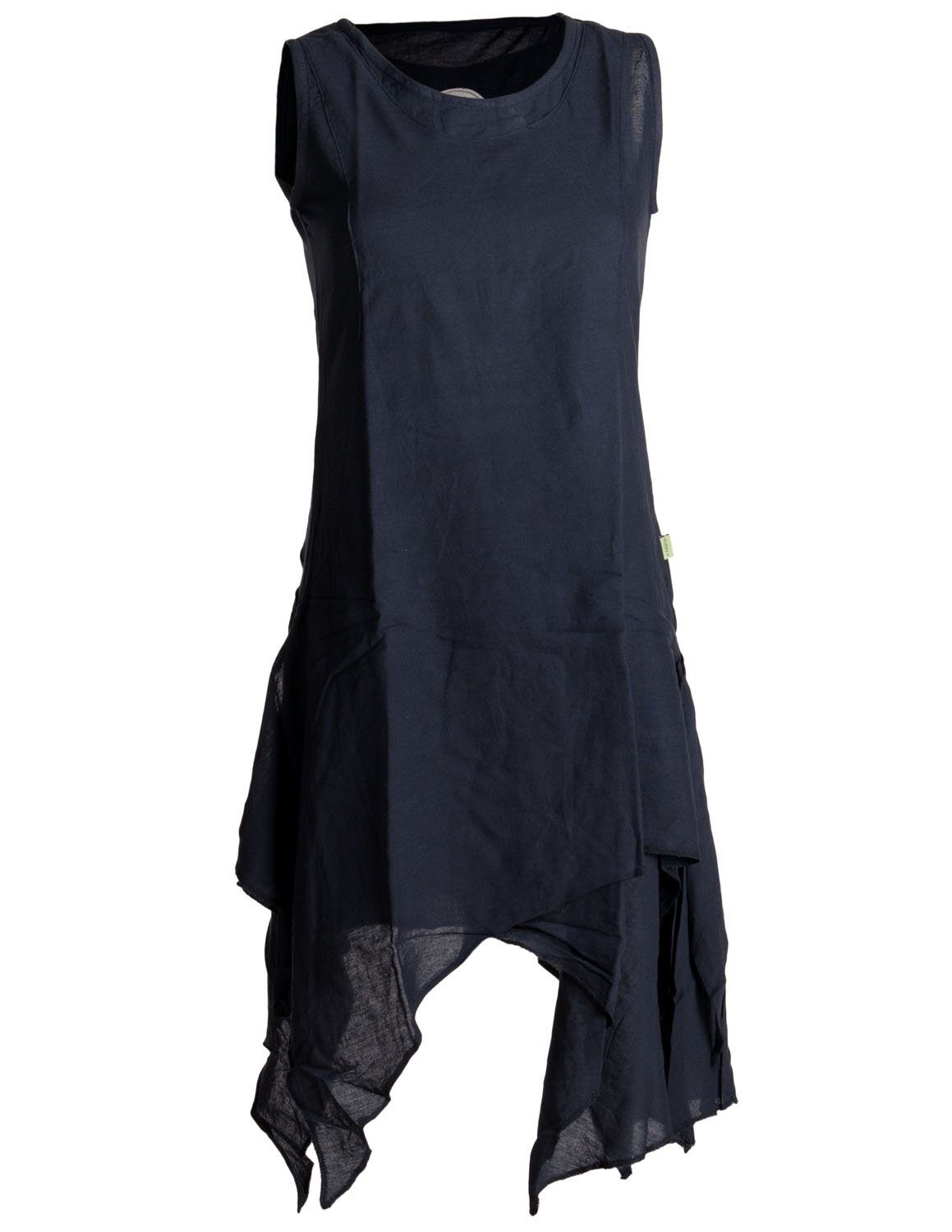 handgewebte Boho, Lagenlook Vishes Hippie Style schwarzuni Sommerkleid Goa, Baumwolle Kleid Ärmelloses