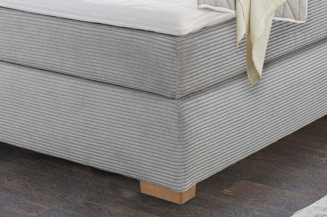 Jockenhöfer Gruppe Boxspringbett ROMY inkl. 7-Zonen-TTFK-Matratze H3, mit Kaltschaumtopper, Cordstoff, Echtholzfüße, 140/180 cm x 200 cm – Bild 4 von 5