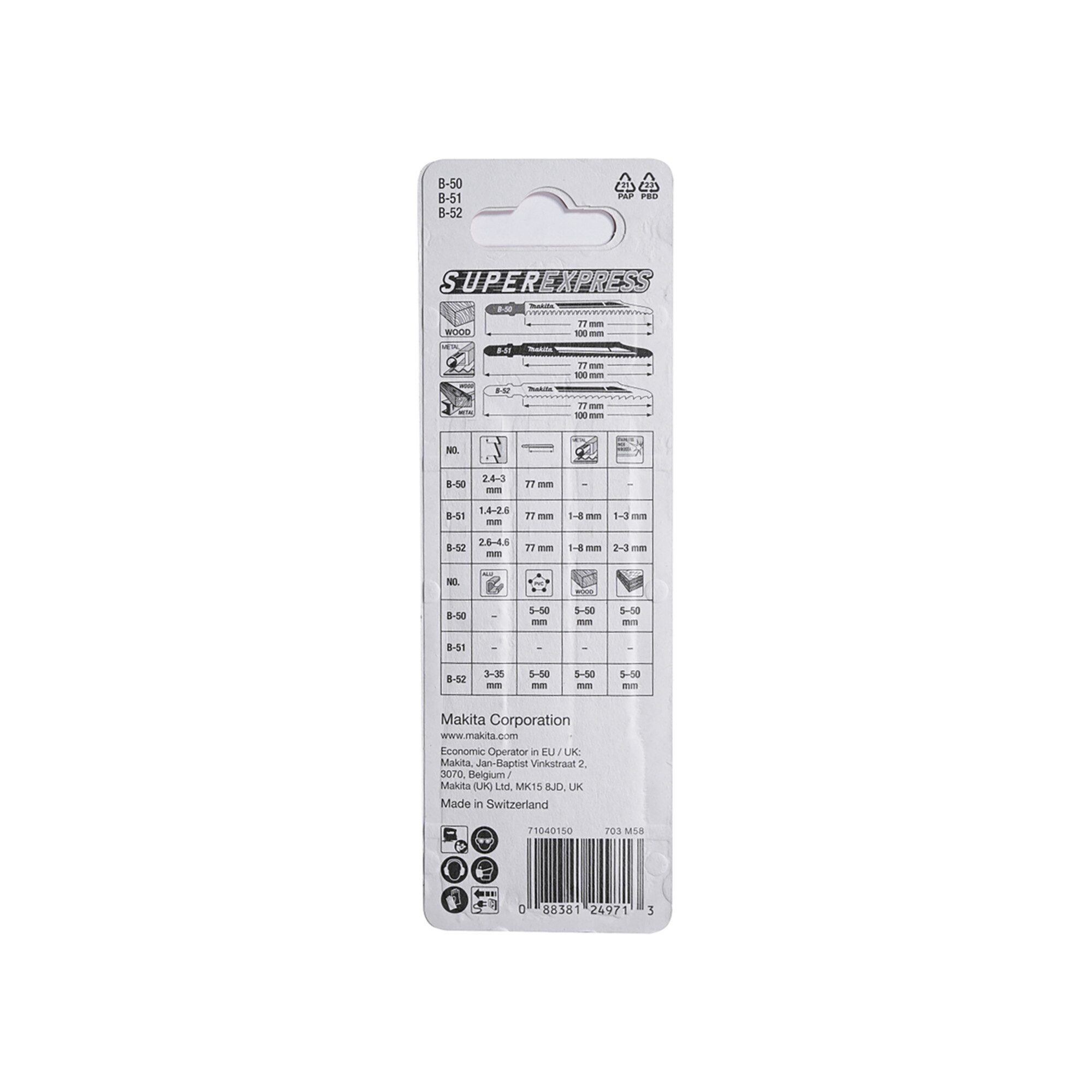Makita Stichsäge Makita Stichsägeblatt Set 3-teilig (B-06292)