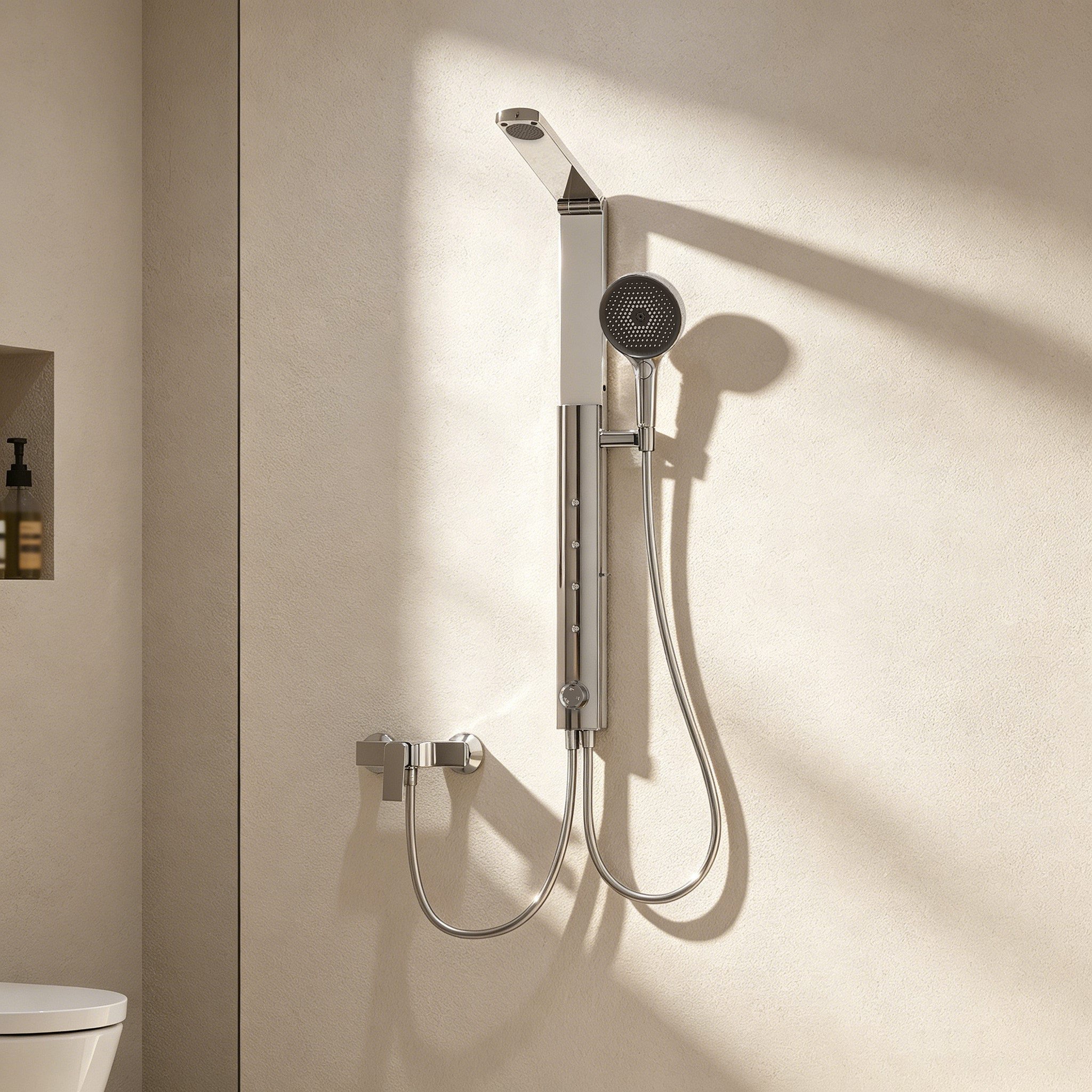 HOROW Duschsystem Regendusche Set Massage ohne Armatur, Klappbar und Höhenverstellbar, 4 Strahlart(en), Regendusche Set, 4 Massage-Modi, Klappbares Duschset, Höhenverstellbar