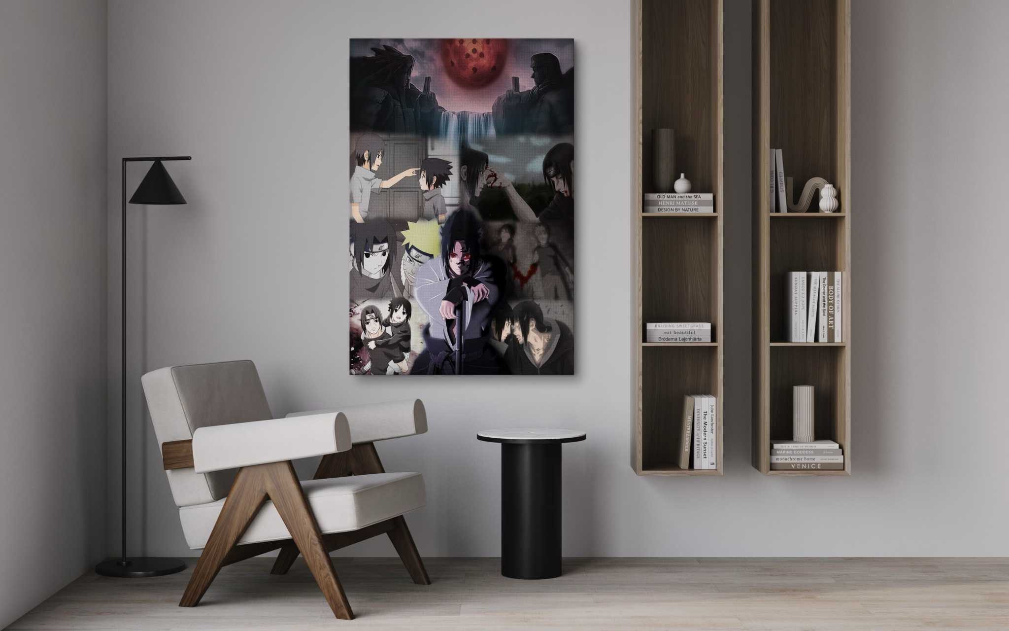 SimpleCanvas Wandbild Sasuke's Revenge x SHADOW030 - Anime Leinwandbild, Wandbild Naruto, Sasuke, Itachi