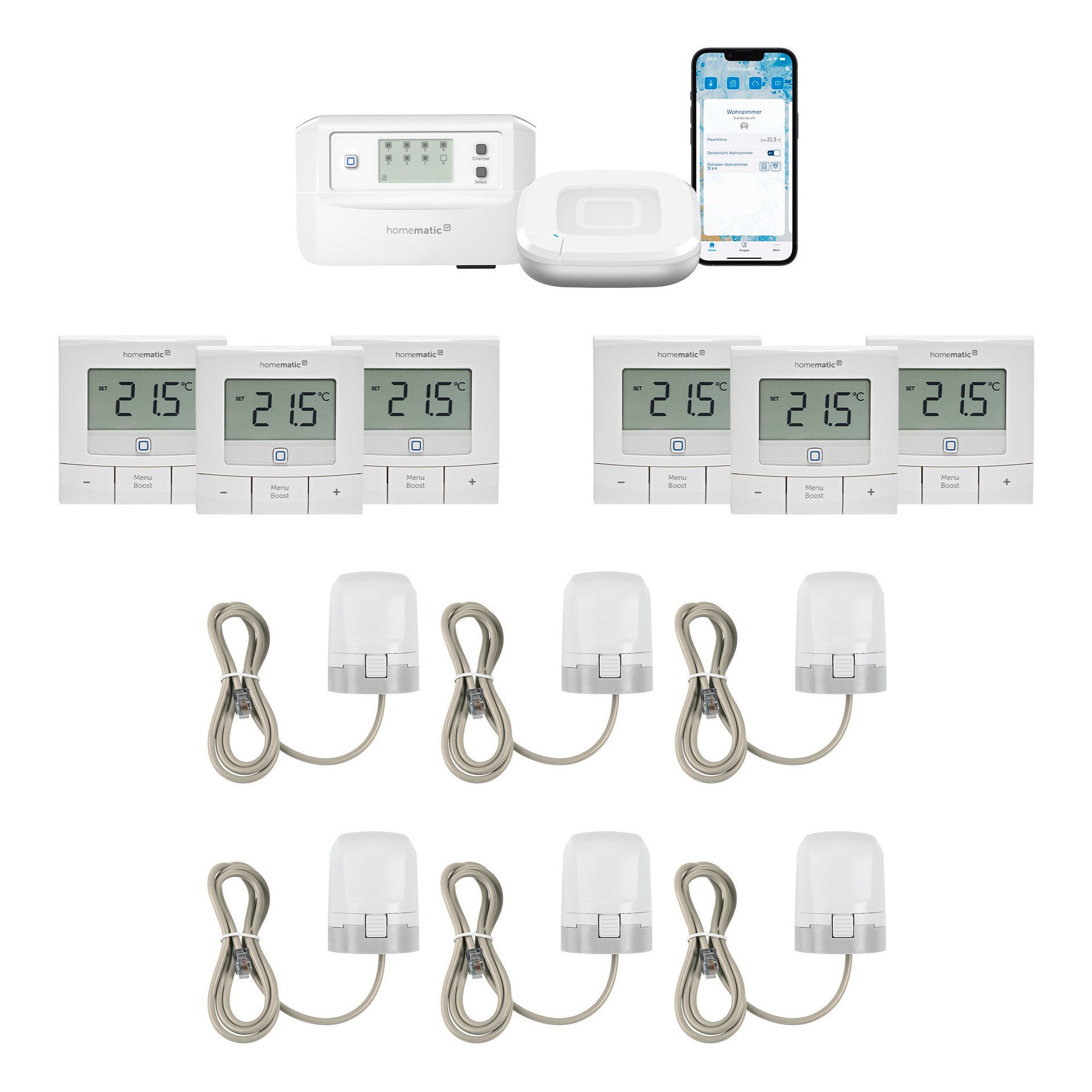 Homematic IP Starter Bundle Fußbodenheizung für 6 Räume Smart-Home-Zubehör