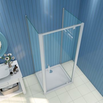 duschspa Komplettdusche 185cm Duschkabine Duschabtrennung Duschtür Drehtür Dusche ESG Glas, BxT: 80x70 cm, Einscheibensicherheitsglas, Set, Drehtür mit Seitteile, ebenerdiger Einbau möglich