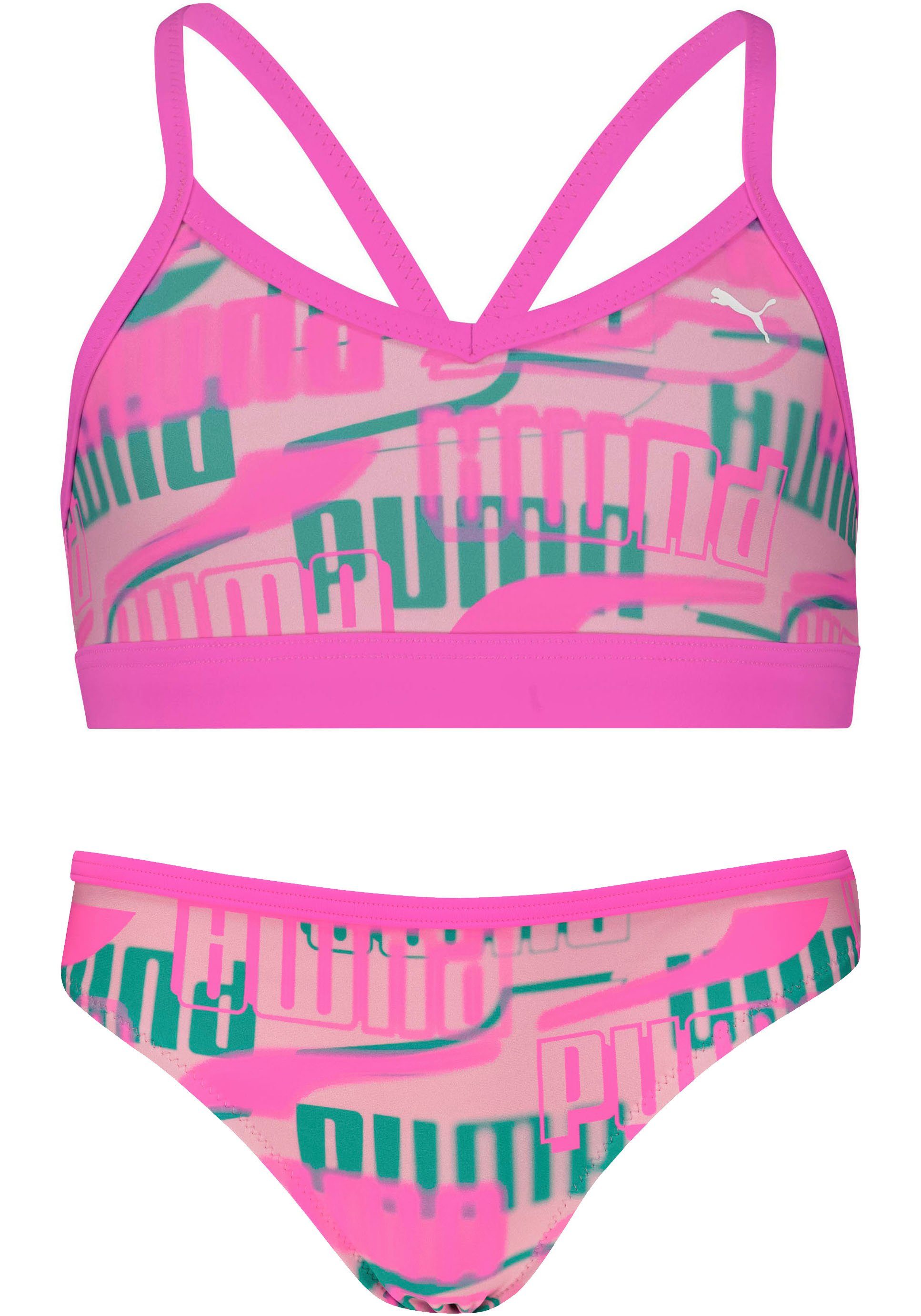 PUMA Bustier-Bikini (Set) Mädchen-Bikini mit allover Logoprint pink-combo