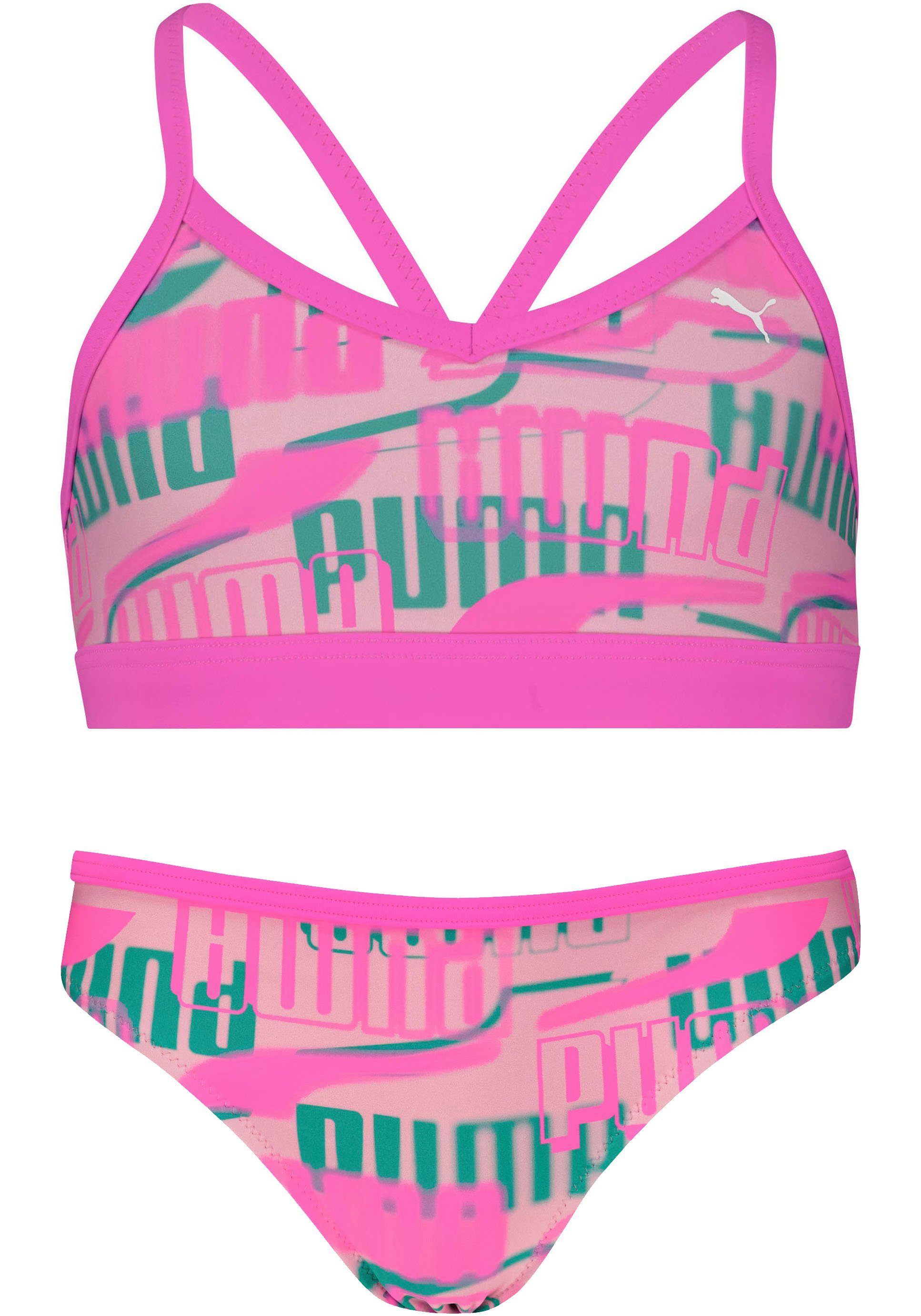 PUMA Bustier-Bikini (Set) mit pink-combo Mädchen-Bikini Logoprint allover