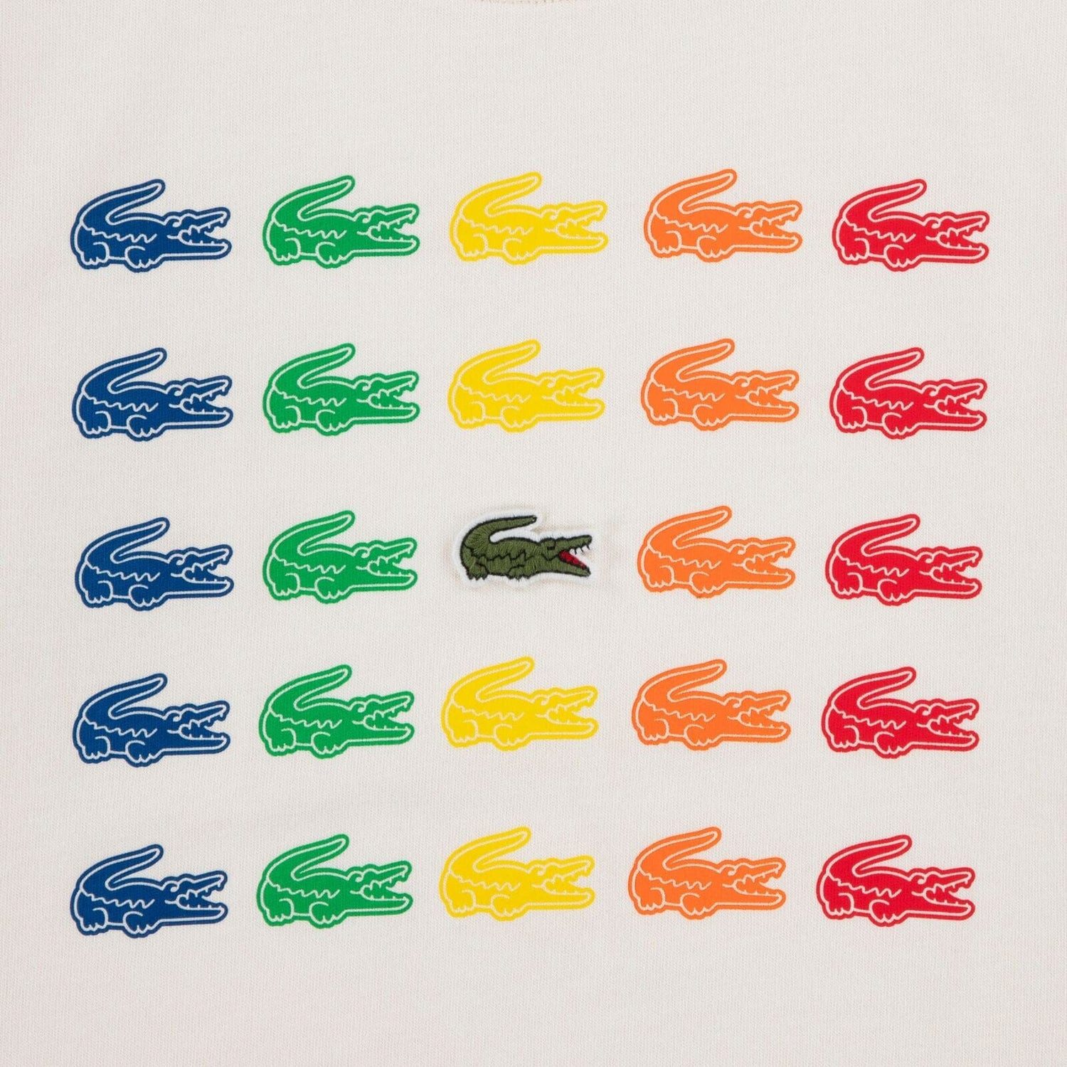 Lacoste T-Shirt LACOSTE Kids T-Shirt „Multi Croc Grid“ – Cream