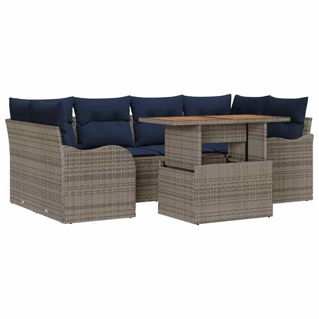 vidaXL Loungesofa Garten-Sofa-Set 7 Stk. Grau und Marineblau, 7 Teile