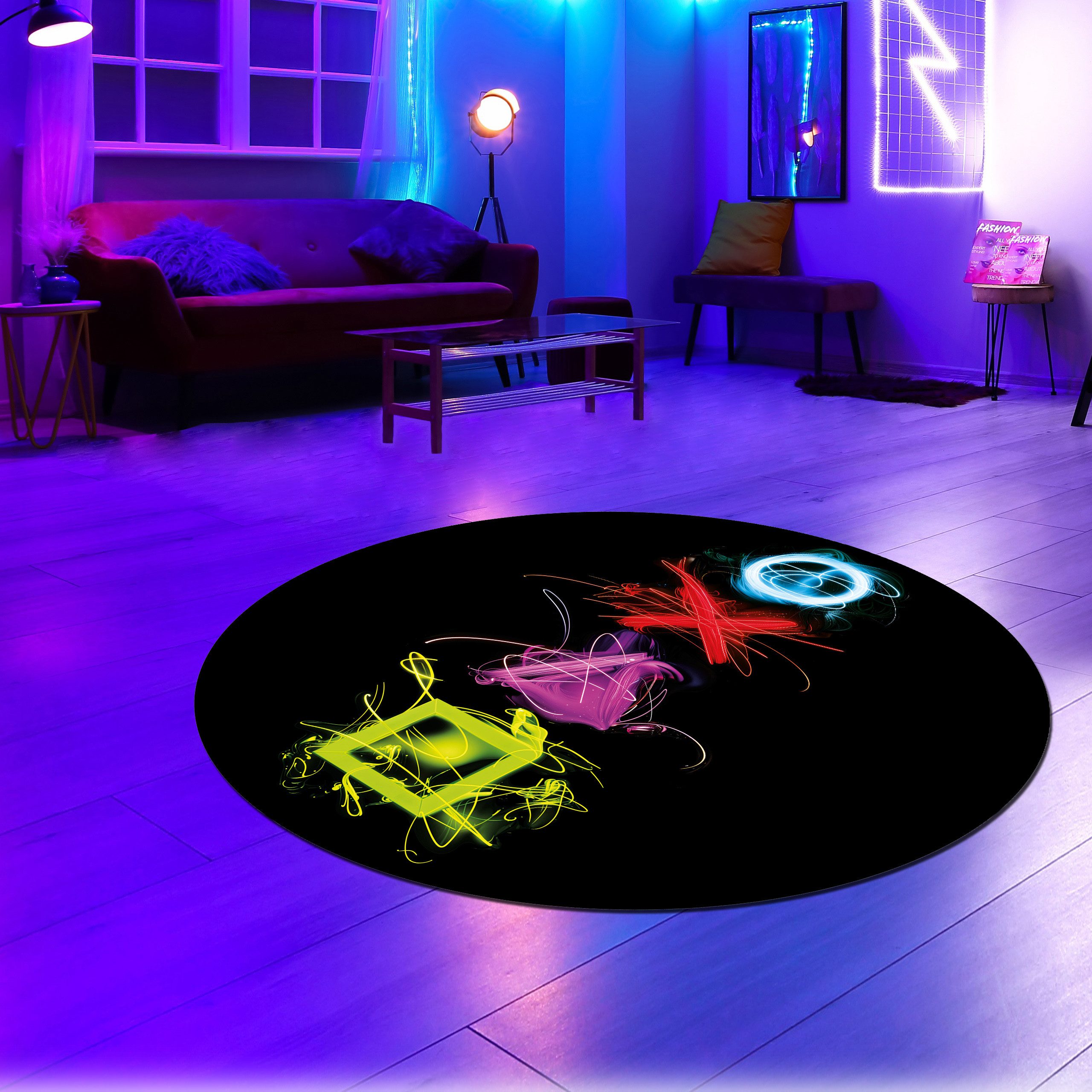 Carpetia Kinderteppich Gaming-Teppich mit lebendigen Neon-Farben günstig online kaufen