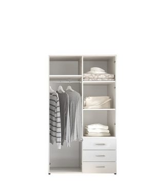 möbelando Kleiderschrank Harry (BxHxT) 100x176x52 cm) in Weiß mit 3 Schubladen und 2 Türen