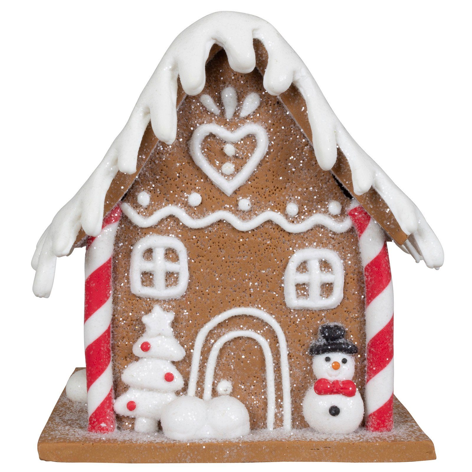 Christmas Paradise Weihnachtshaus braun-weiß Deko Lebkuchenhaus 11cm, Tischdekoration