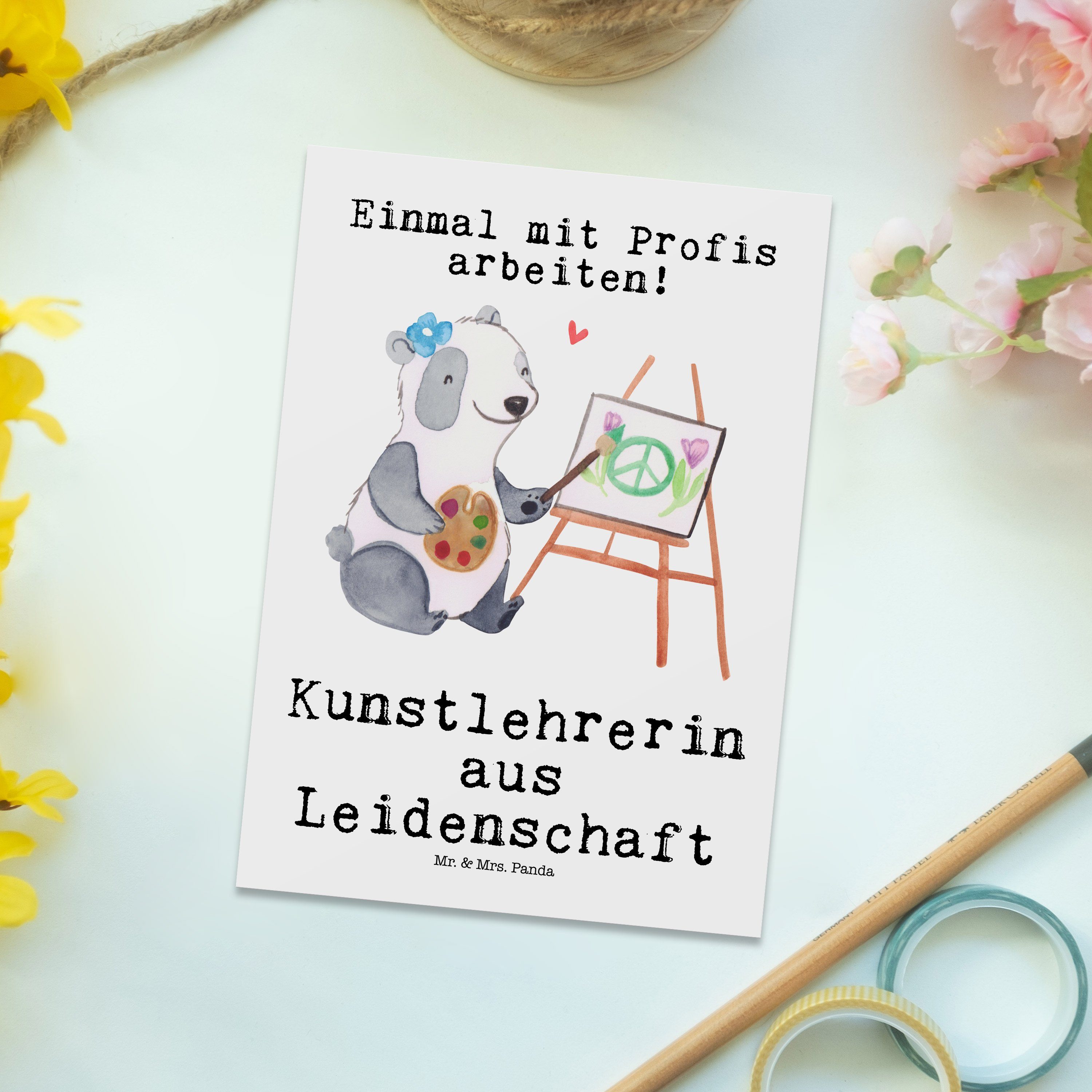 Leidenschaft Weiß Kunstlehrerin Postkarte - & - Sche Mr. Mrs. Geschenk, Ansichtskarte, aus Panda