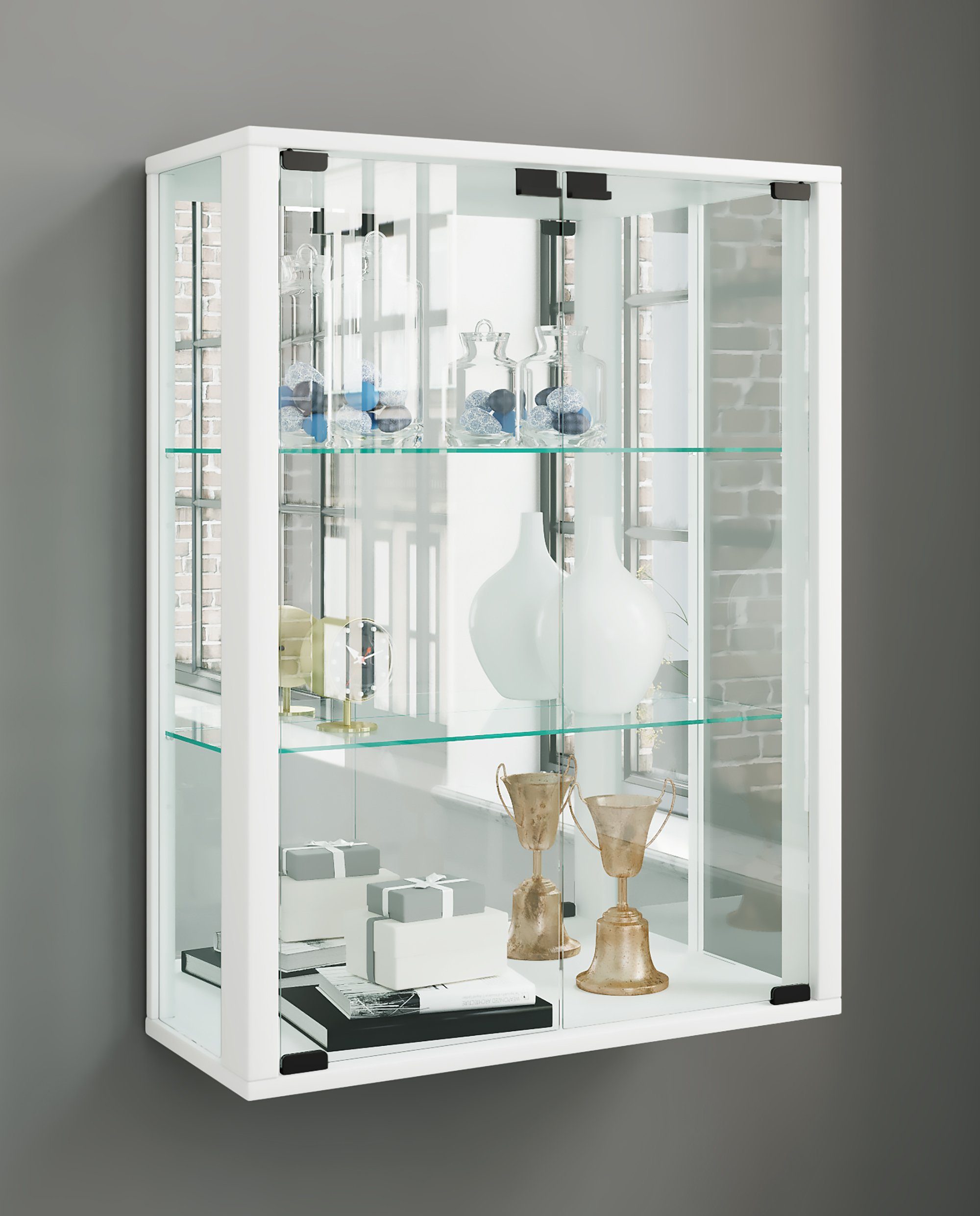 VCM Hängevitrine Wandvitrine Udina mit Glastür, Glasböden und Glasvitrine hängend, Modern und platzsparend, Glasschrank