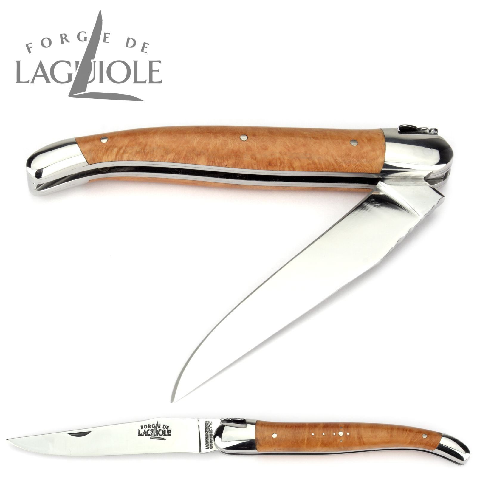 Forge de Laguiole Taschenmesser 1212 F IN BR BRI DP SS, "Collection" - Griff 12cm Bruyère - Doppelplatine - Stahl glänzend