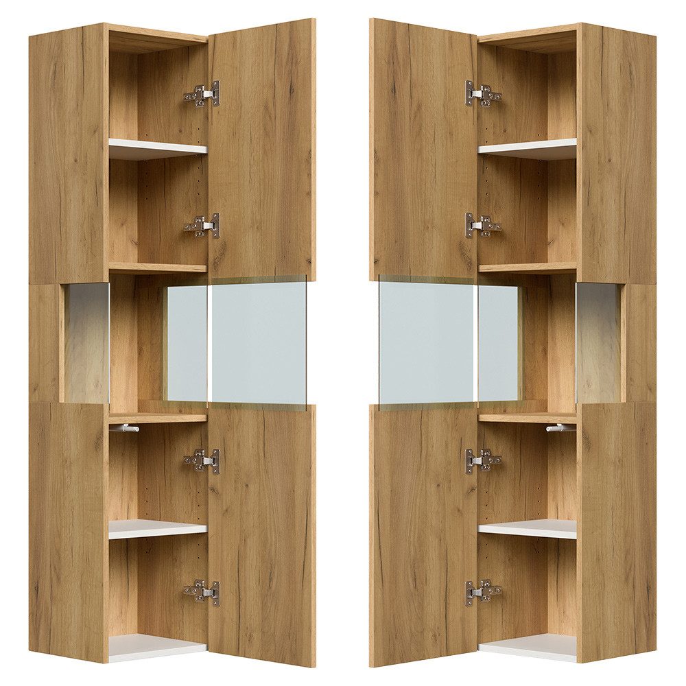Lomadox Hochschrank LIVIGNO-02 150cm hoch, wandhängend, mit Glaselement, Ei günstig online kaufen