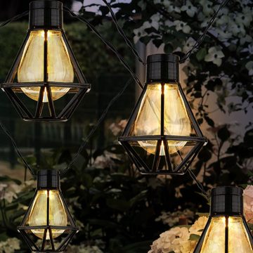 etc-shop LED Dekolicht, Leuchtmittel inklusive, Warmweiß, LED Lichterkette Außenleuchte Gartenlampe Terrasse Laterne Käfig