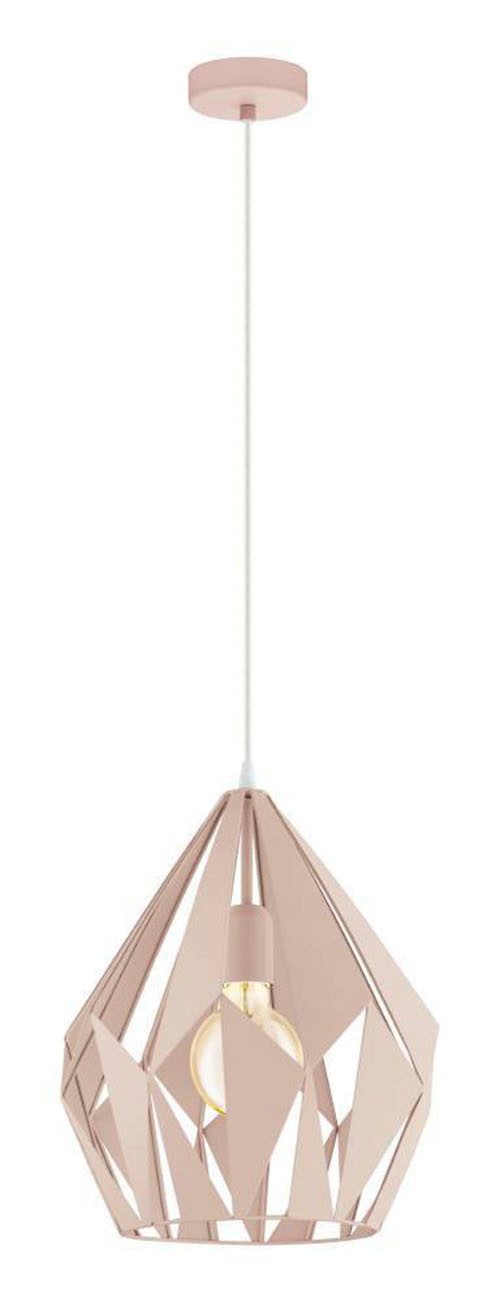 EGLO Hängeleuchte CARLTON-P, ohne Leuchtmittel, Vintage Pendelleuchte, Retro Hängelampe, Stahl, Pastell apricot, Ø31cm