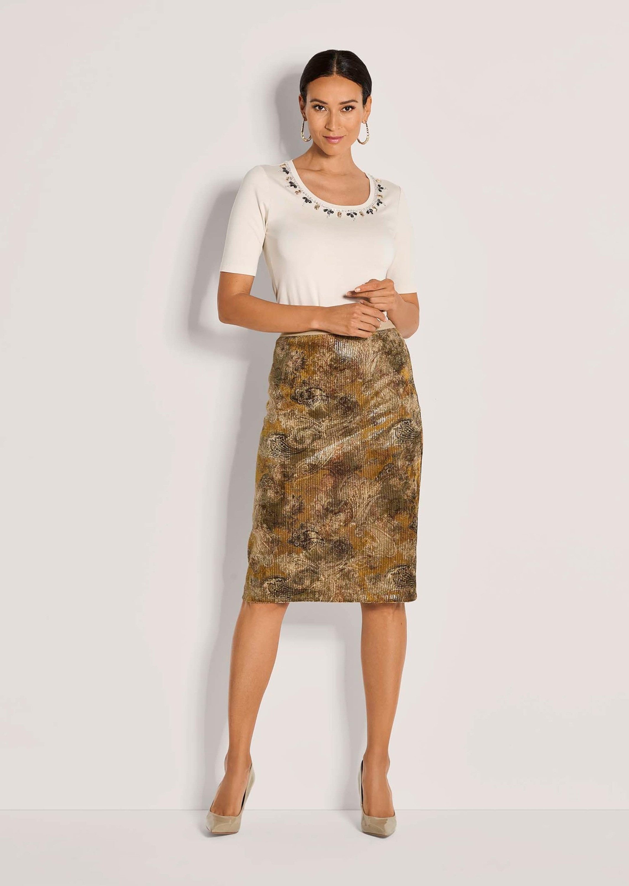 MADELEINE Midirock Eleganter Rock mit Paisley-Design Glitzernde Pailletten, günstig online kaufen