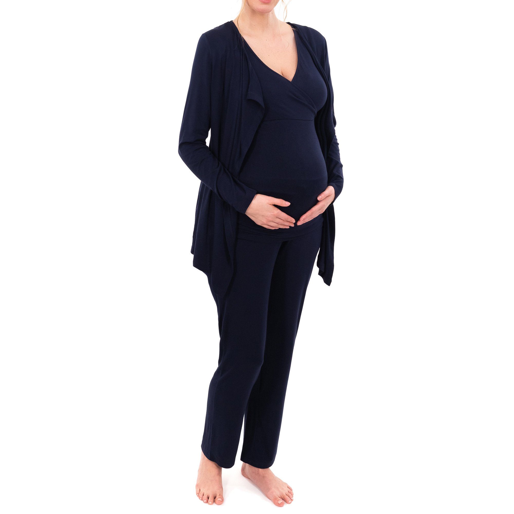 Herzmutter Umstandspyjama Schwangerschaft - Pyjama Set - Homewear - Weich  (3 tlg)