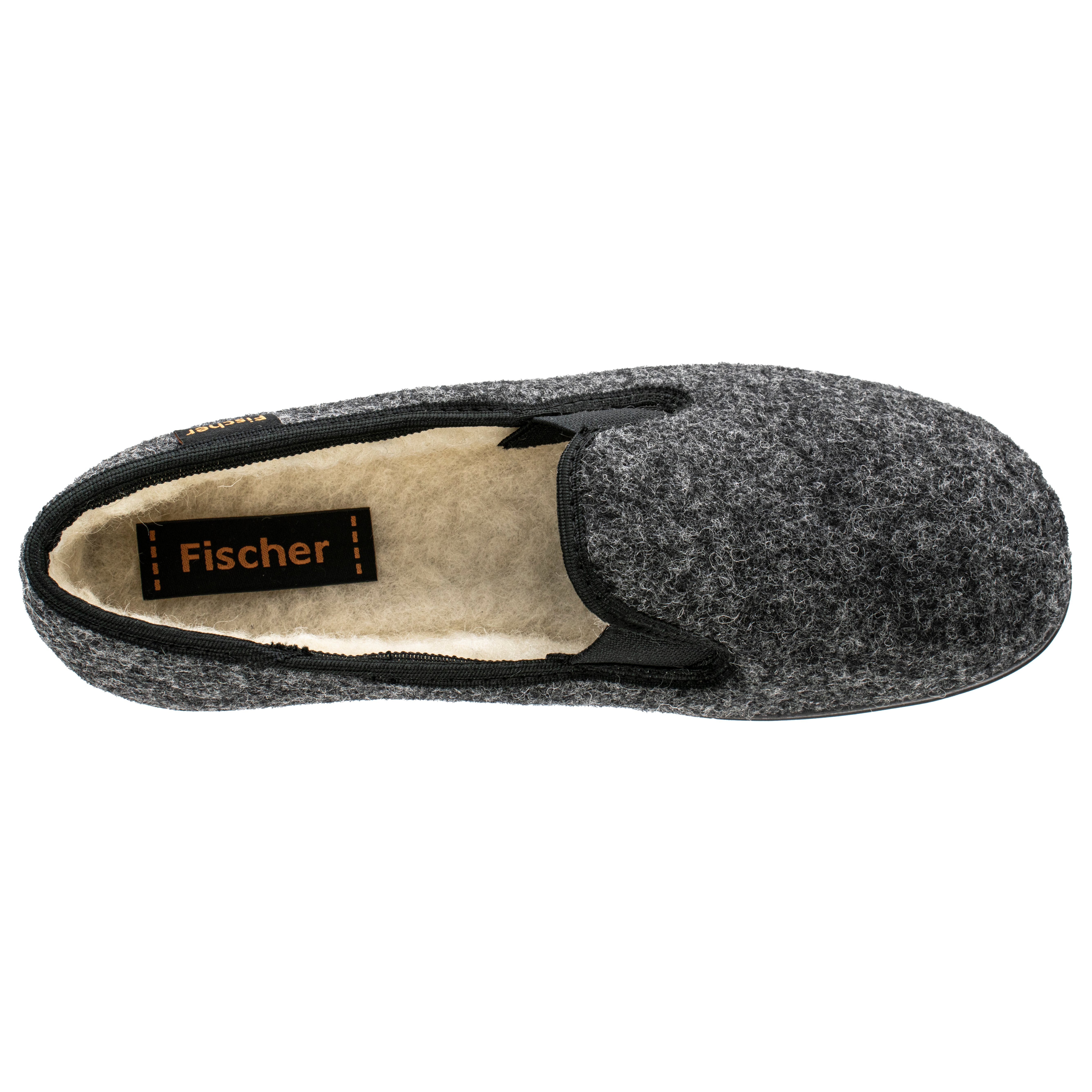 Fischer-Markenschuh Frank Hausschuh Schurwolle, Gummizug, Wollfilz