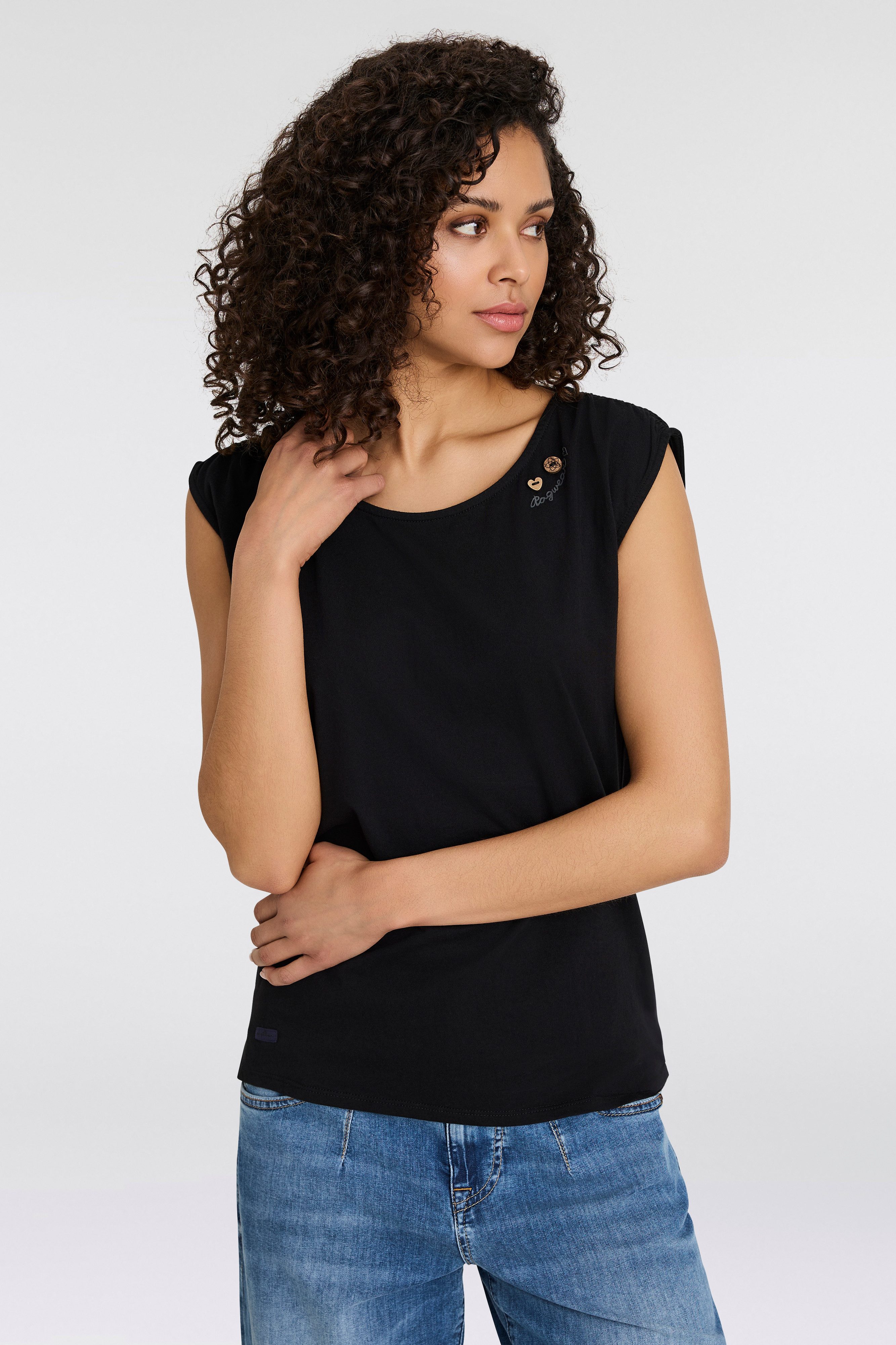 Ragwear Kurzarmshirt GREETA großer Rückenausschnitt mit Band zum Zusammenha günstig online kaufen